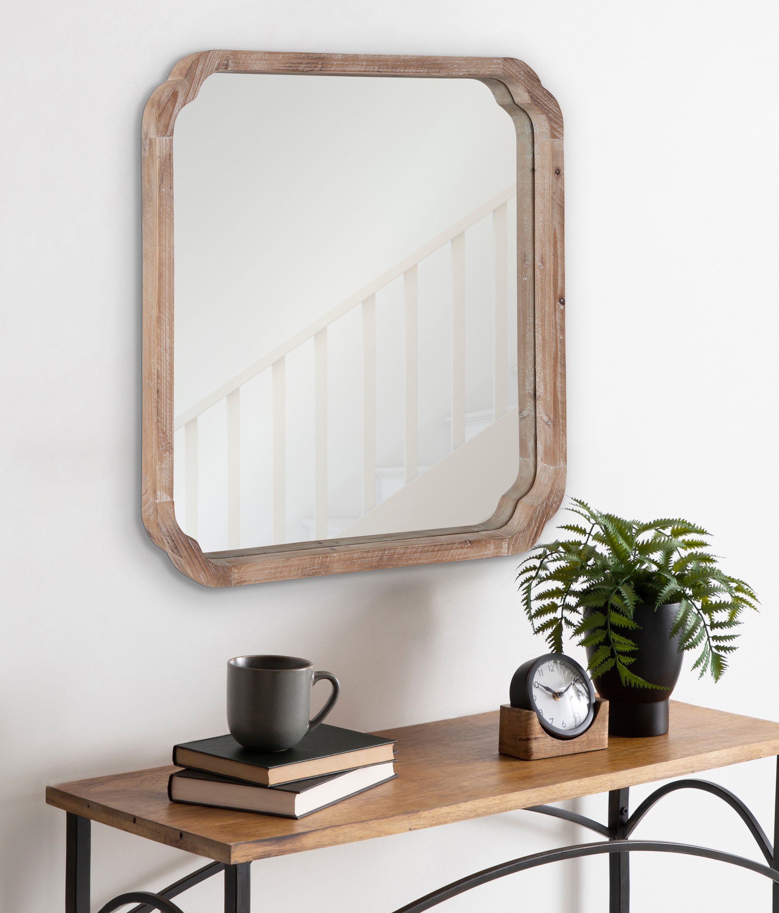 Scallop Mirror Rustic Brown 24x24 7