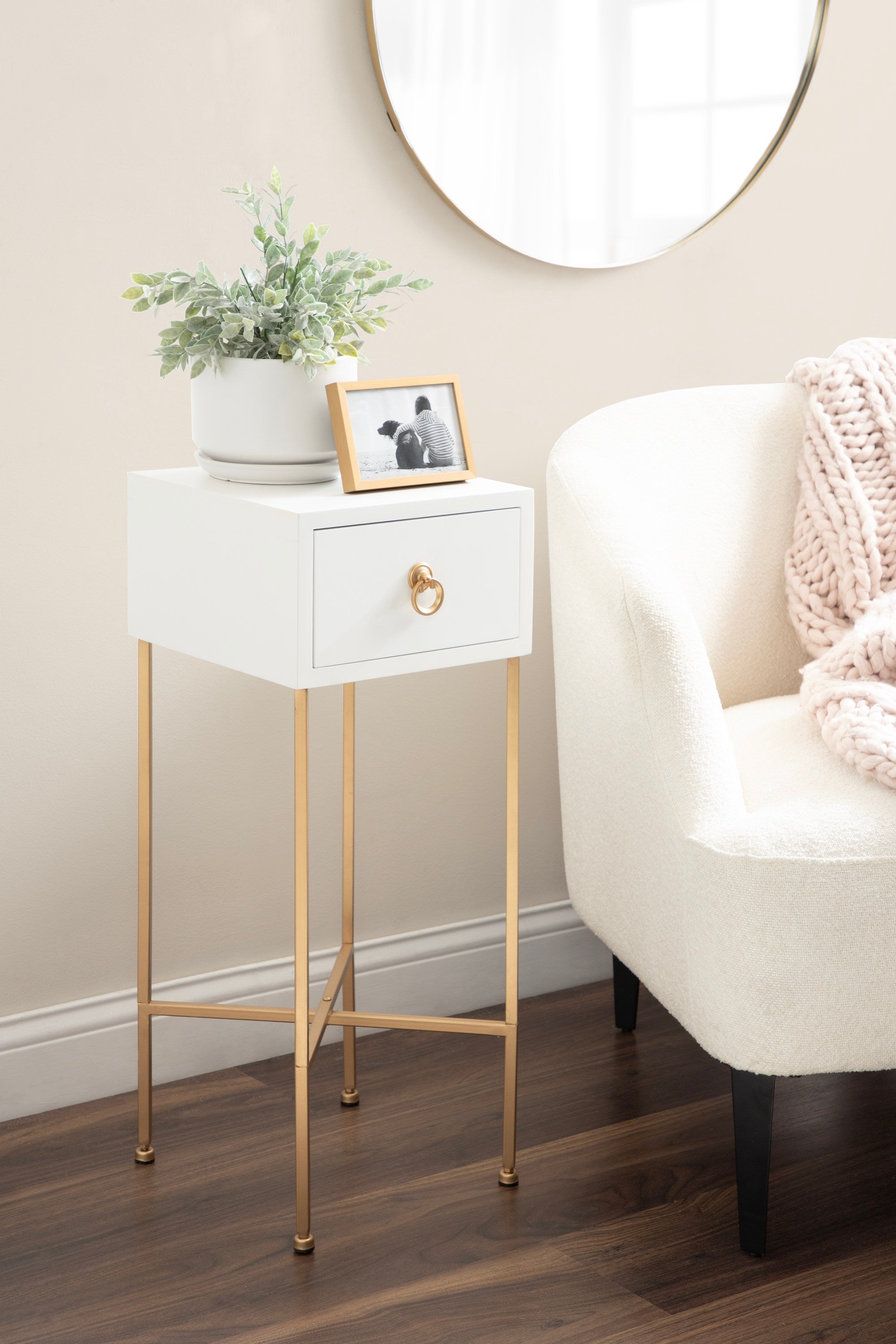 Tea Table White Gold 12x12x30 7