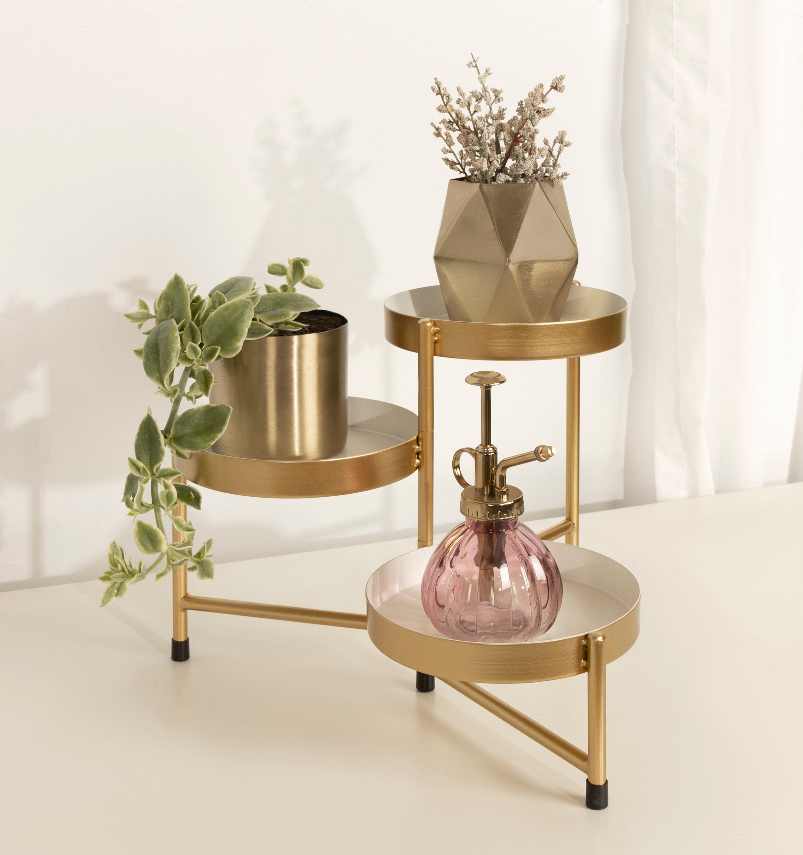 Tabletop Planter White Gold 7x7x10 5