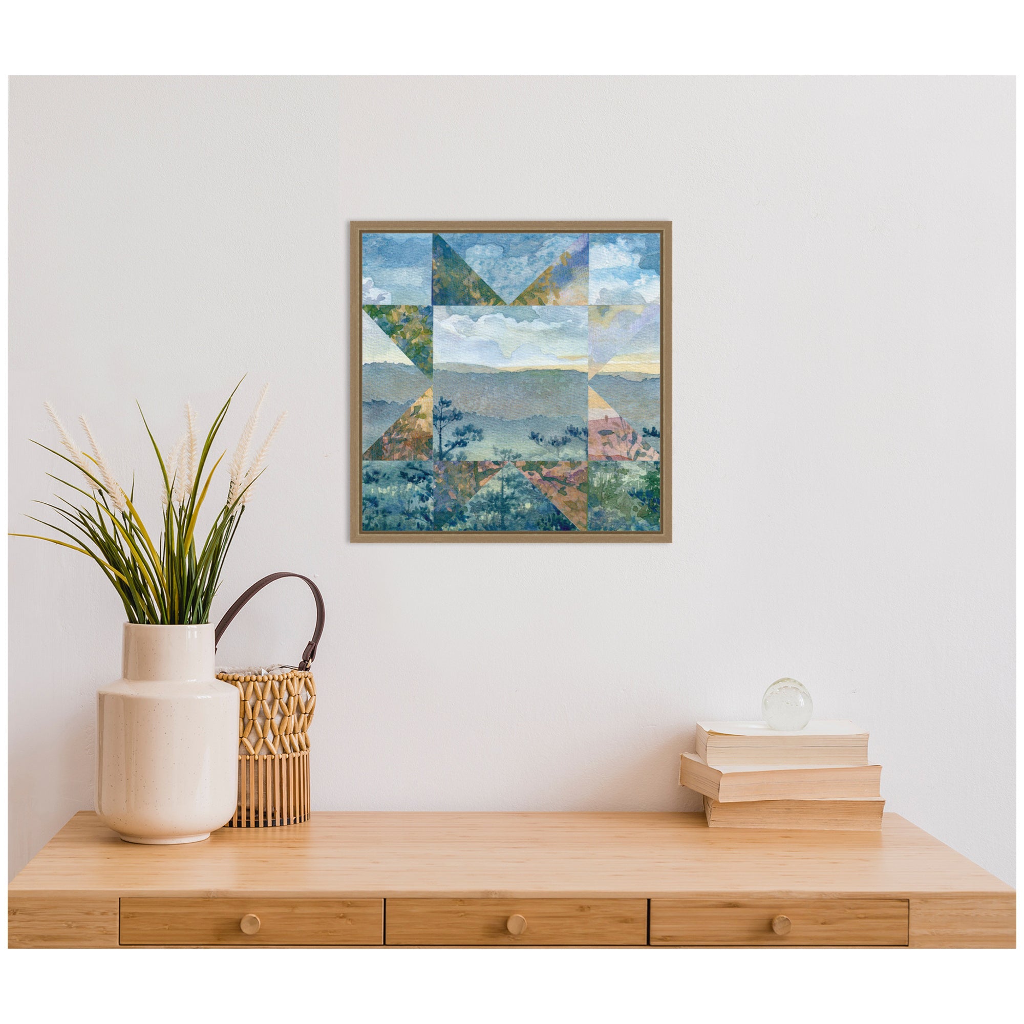 Framed Canvas 16x16 Sylvie Dark Gold 6