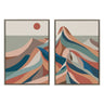 Sylvie Mid Century Modern Mountains Blue Framed Canvas Set by Rachel Lee of My Dream Wall