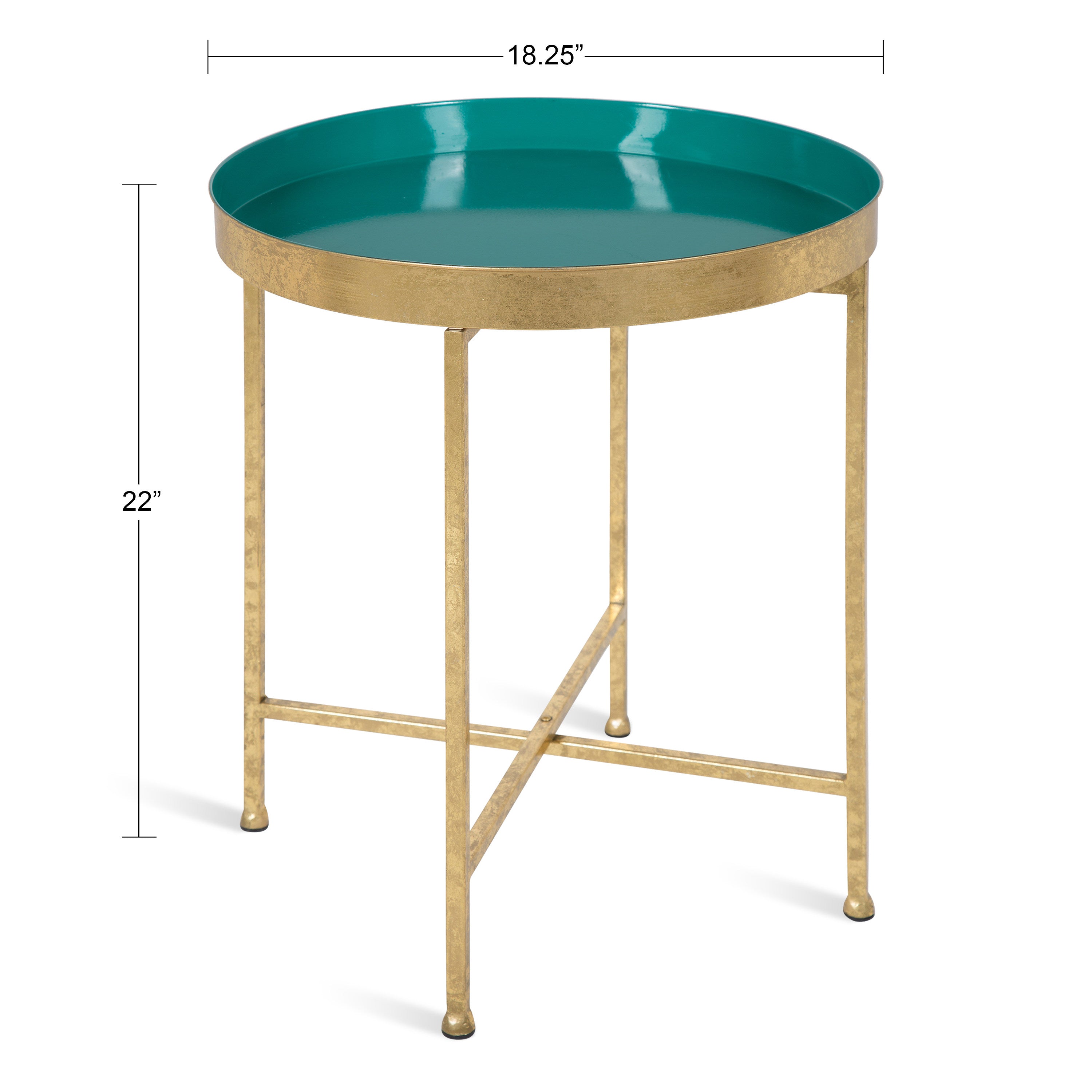 Side Table Gold Teal 18.25x18.25x22 2