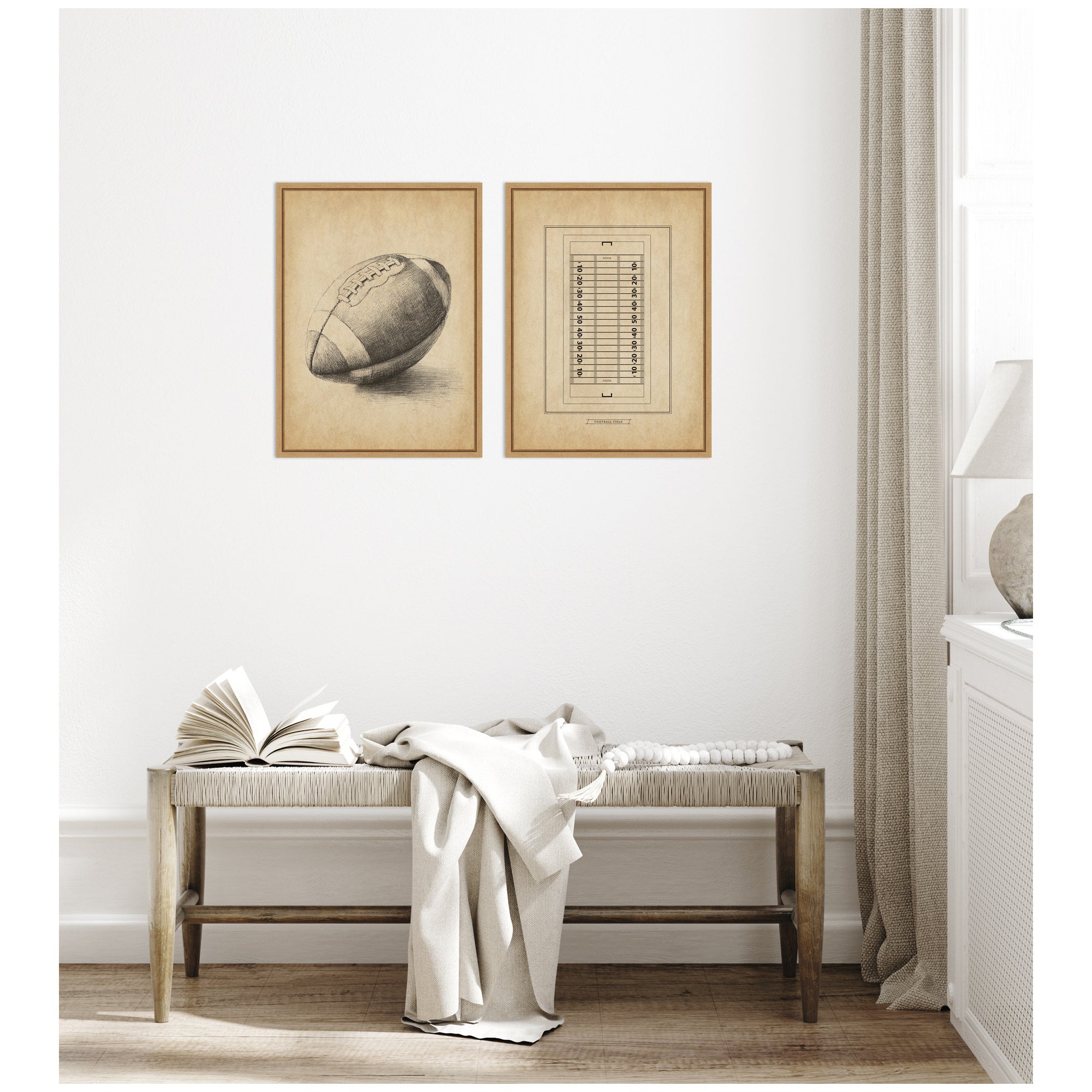 Vintage Football 2 Piece Framed Canvas Wall Art Set by The Creative Bunch Studio