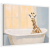 Sylvie Charming Boho Cottage Farmhouse Giraffe in Bathtub Framed Canvas by The Creative Bunch Studio