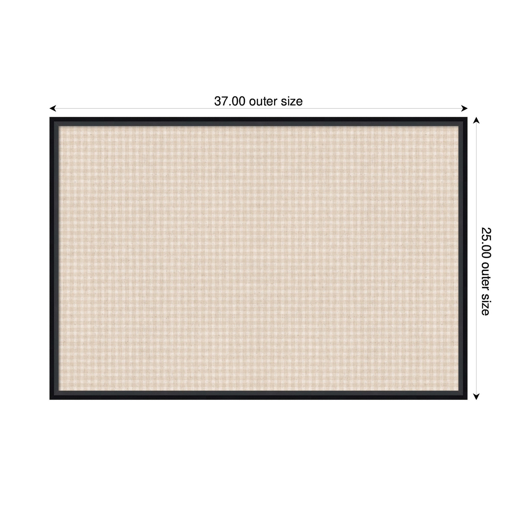 Framed Fabric Pinboard Mini Gingham Neutral Linen Wall Organization