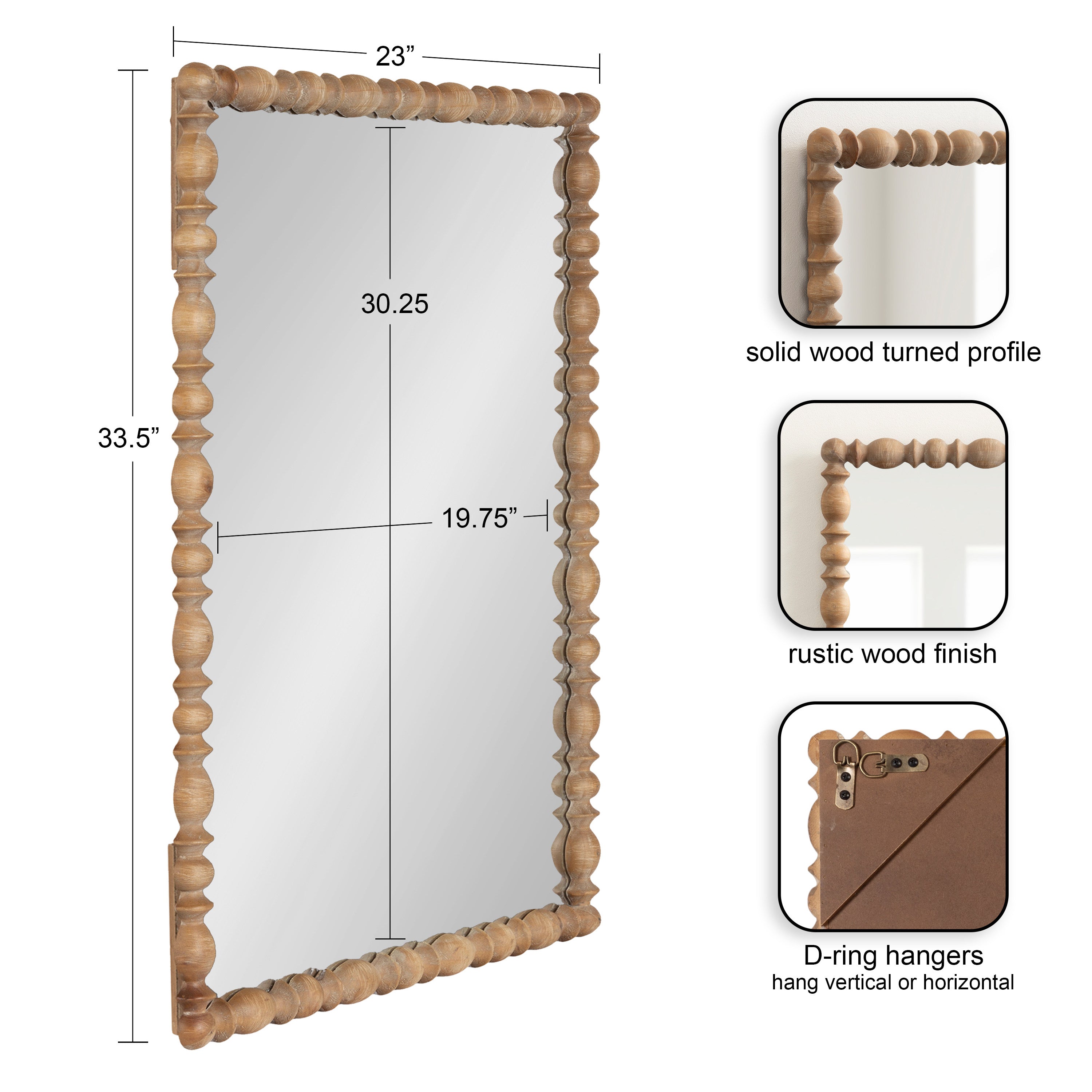 Rectangle Mirror 23x34 Rustic Brown 2