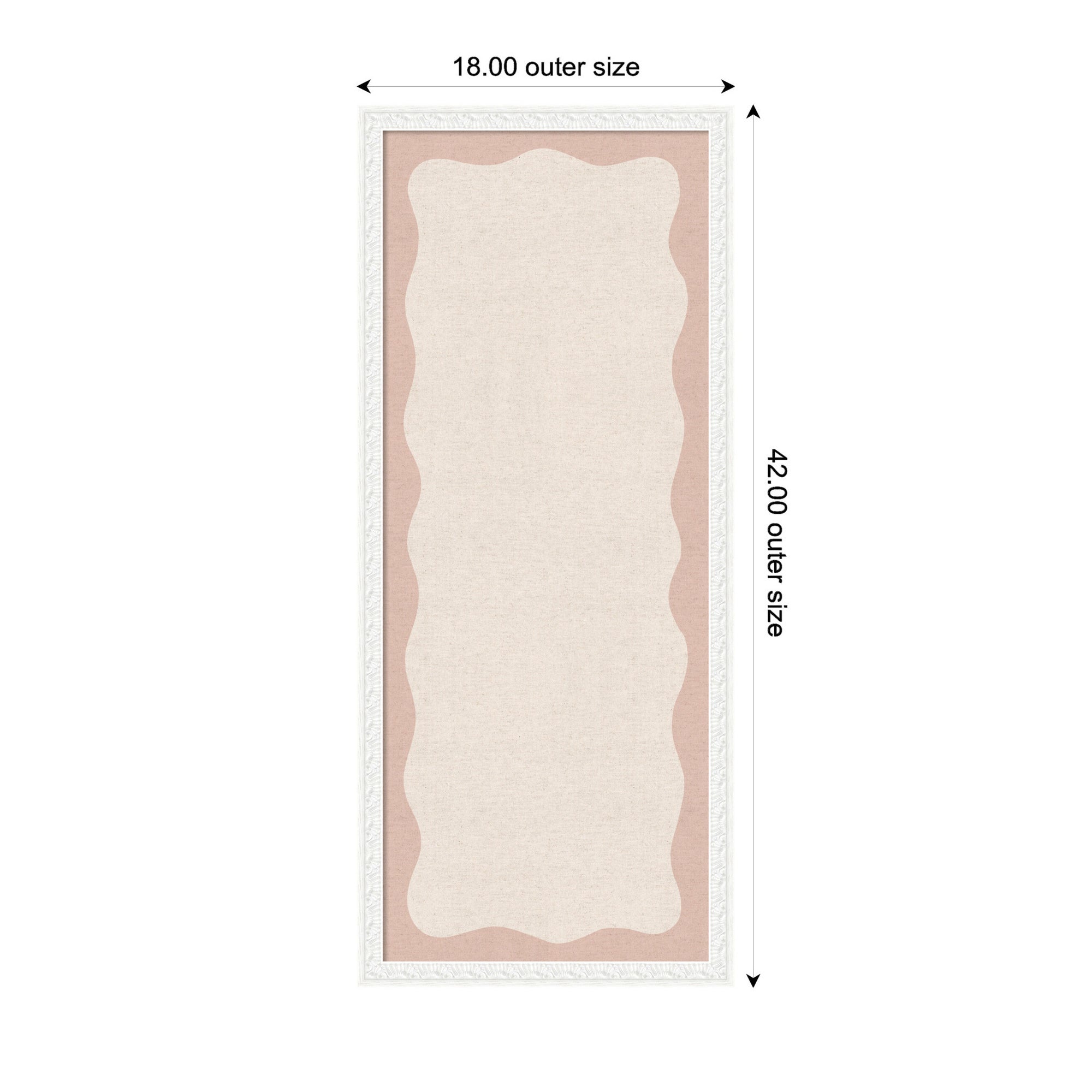 Framed Fabric Pinboard Wavy Linen Light and Pink Wall Organization
