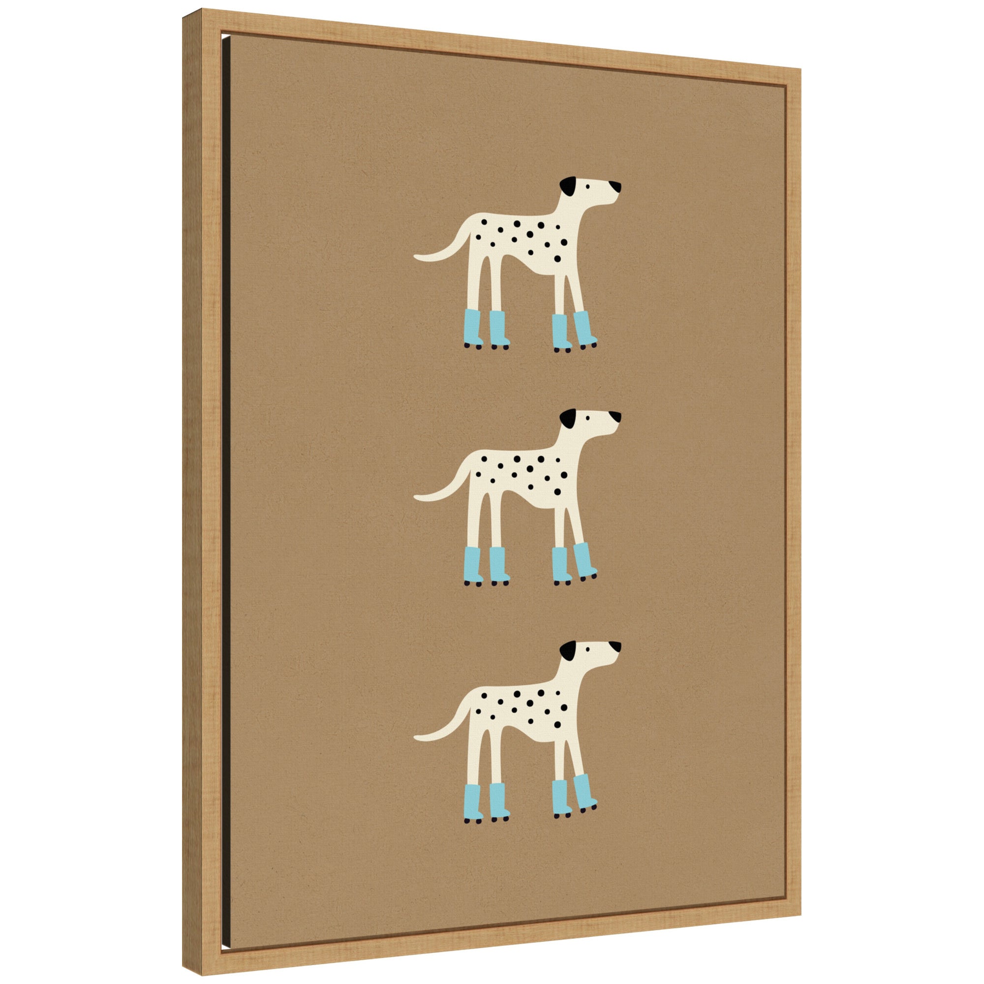 Playful Roller Skating Dalmatians by Laura Moss Framed Canvas Wall Art Print