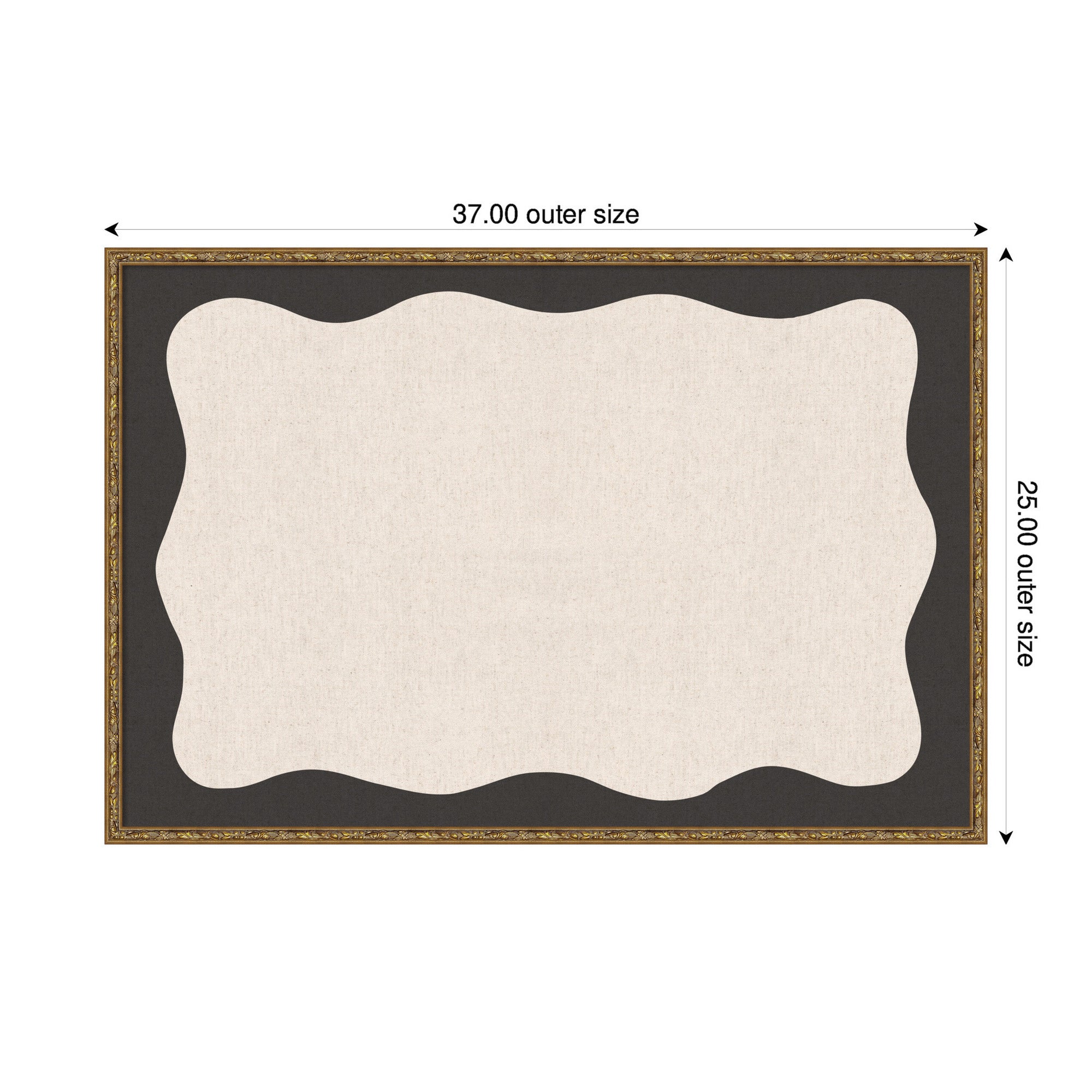 Framed Fabric Pinboard Wavy Linen Light and Black Wall Organization