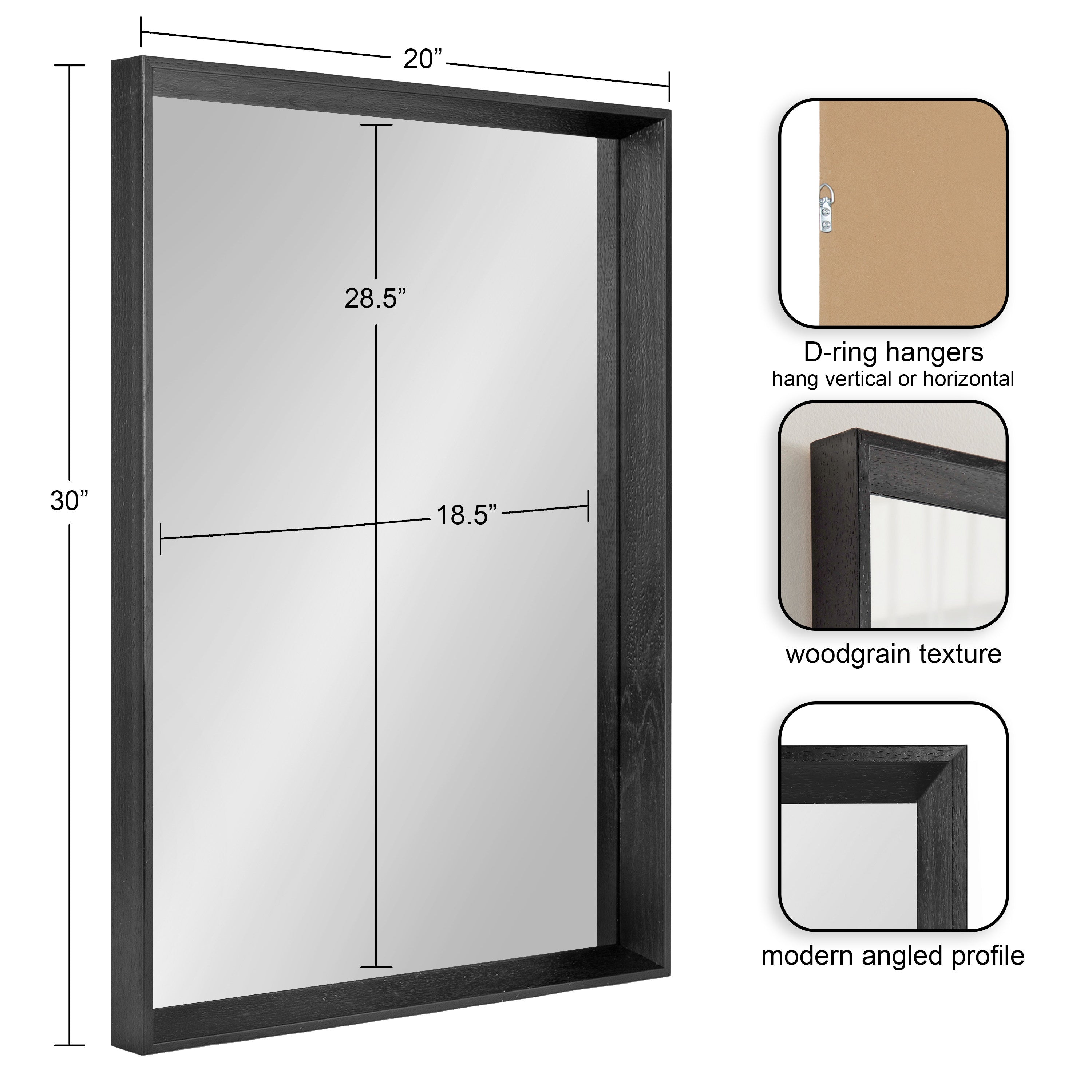 Rectangle Mirror Black 20x30 2