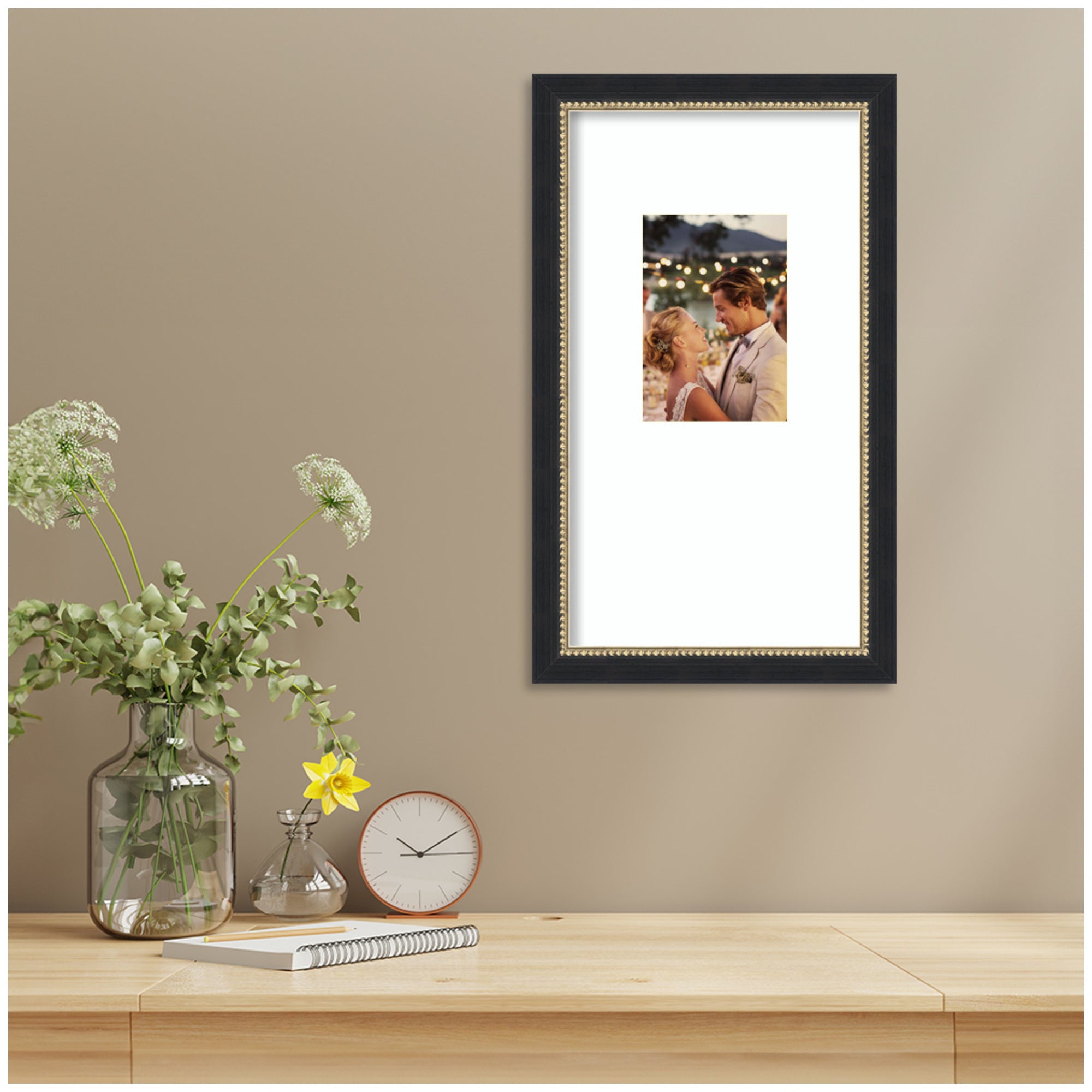 Wall Frame Belmont Black 10x18 matted to 5x7 6