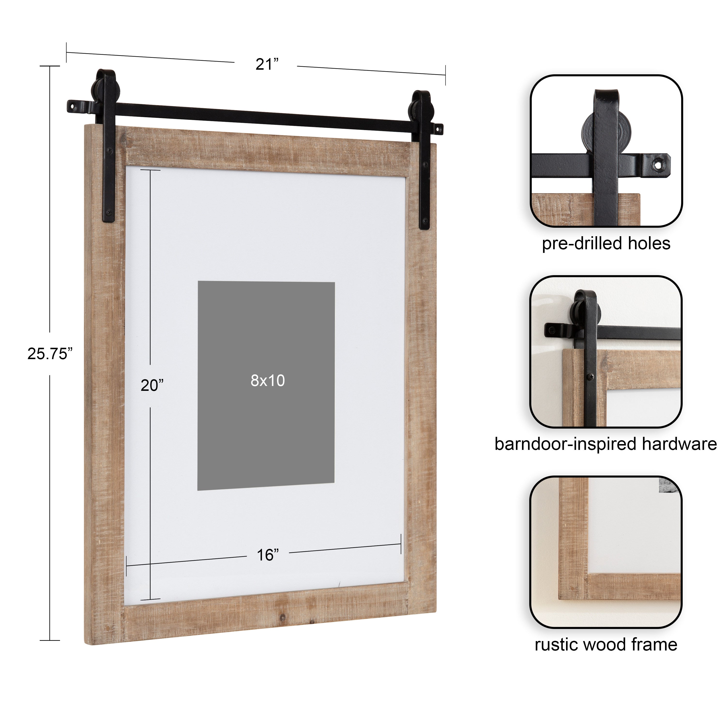 Wall Frame Rustic Brown 16x20 matted to 8x10 2
