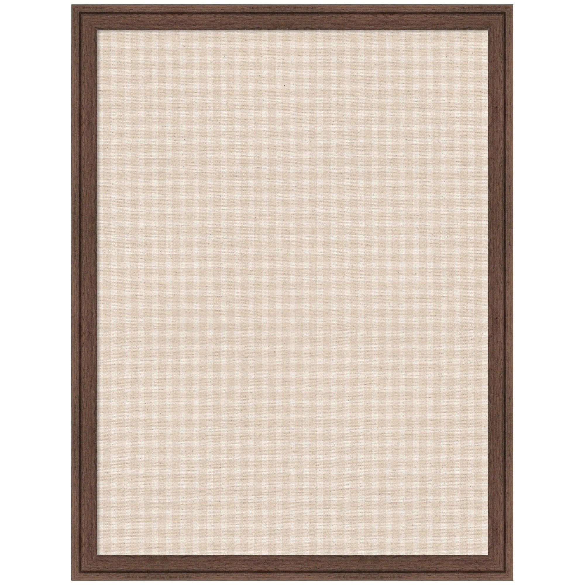 Framed Fabric Pinboard Mini Gingham Neutral Linen Wall Organization