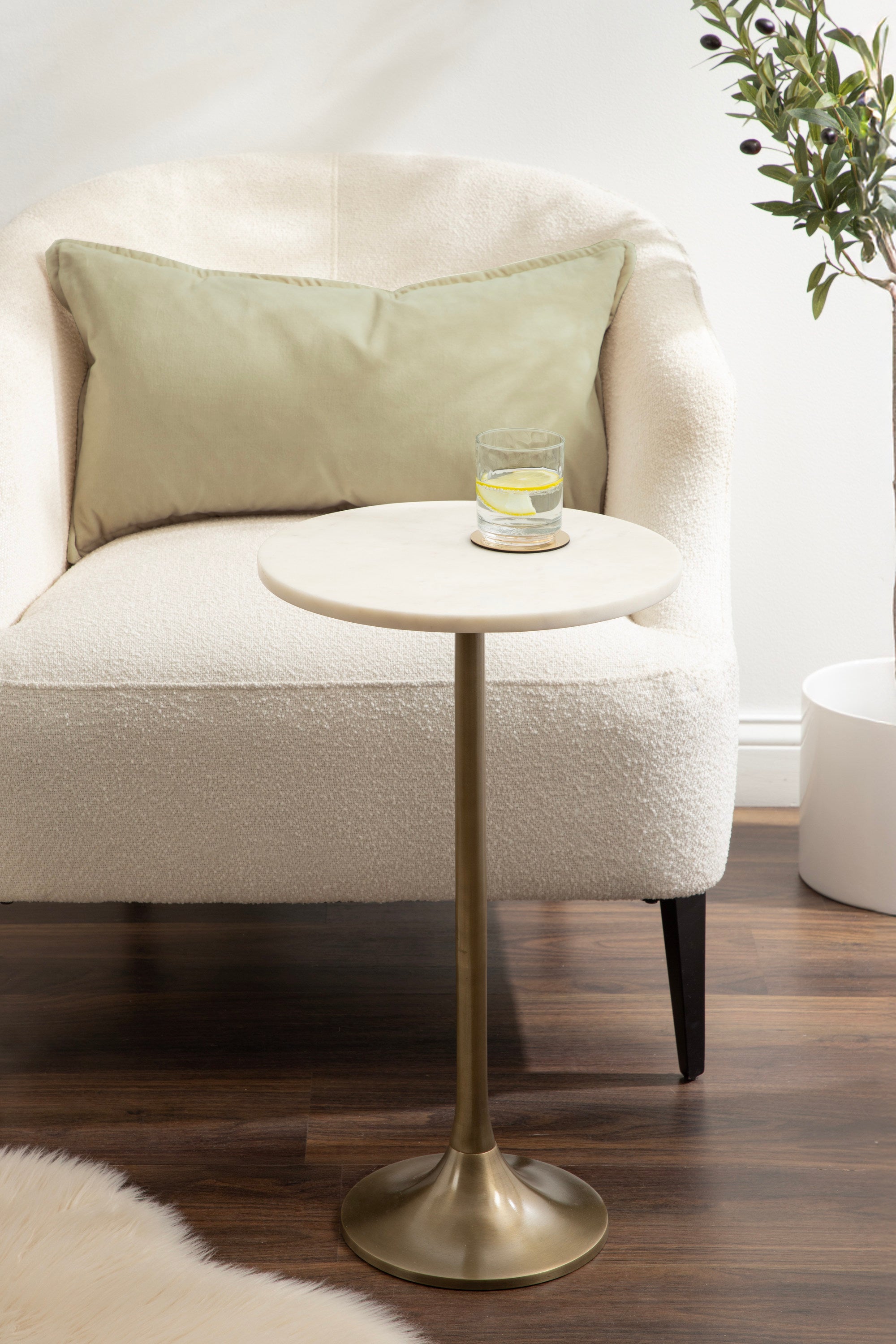 Drink Table White Gold 14x14x24 6