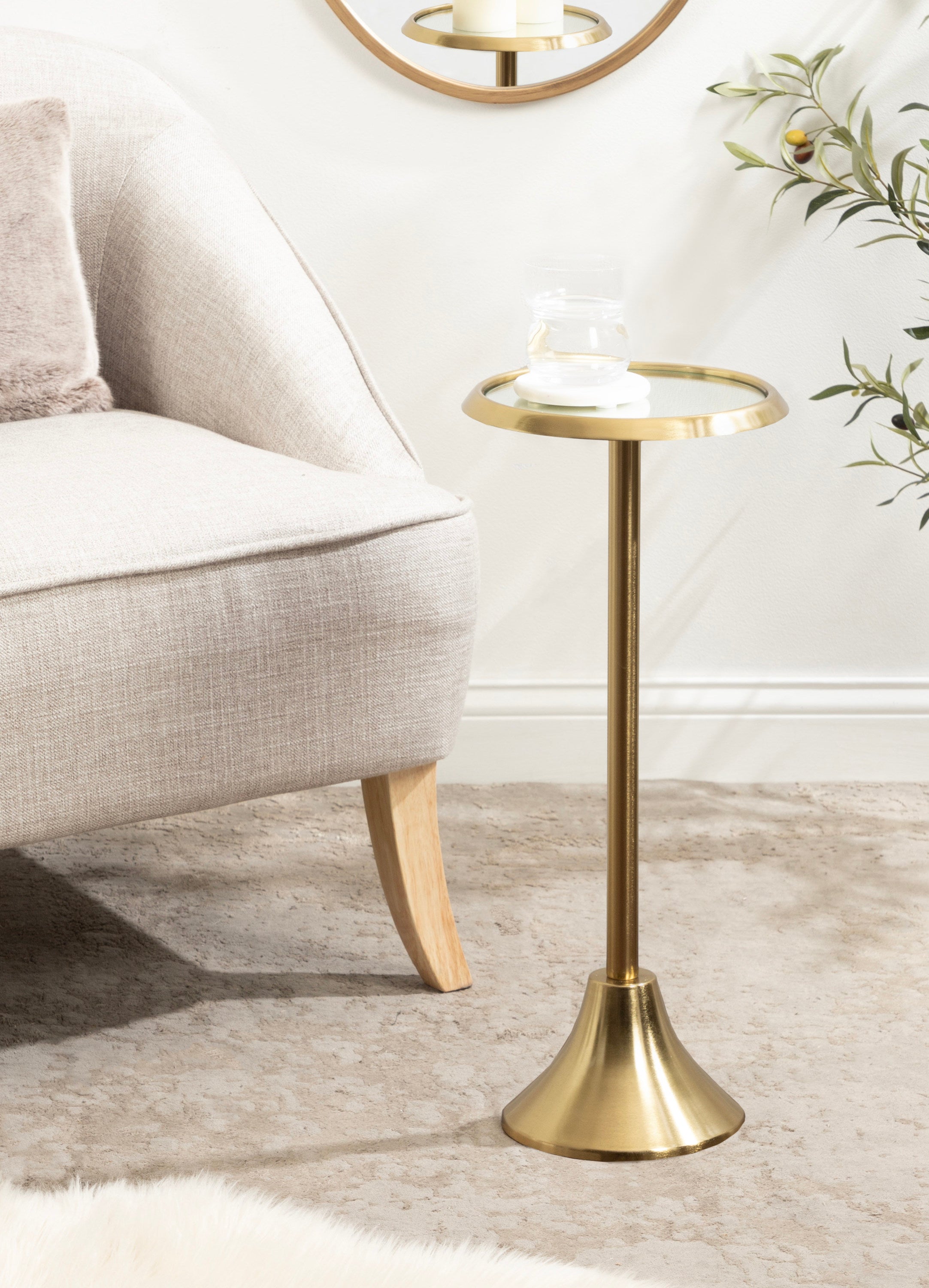Drink Table Mirror Gold 10x10x23 7