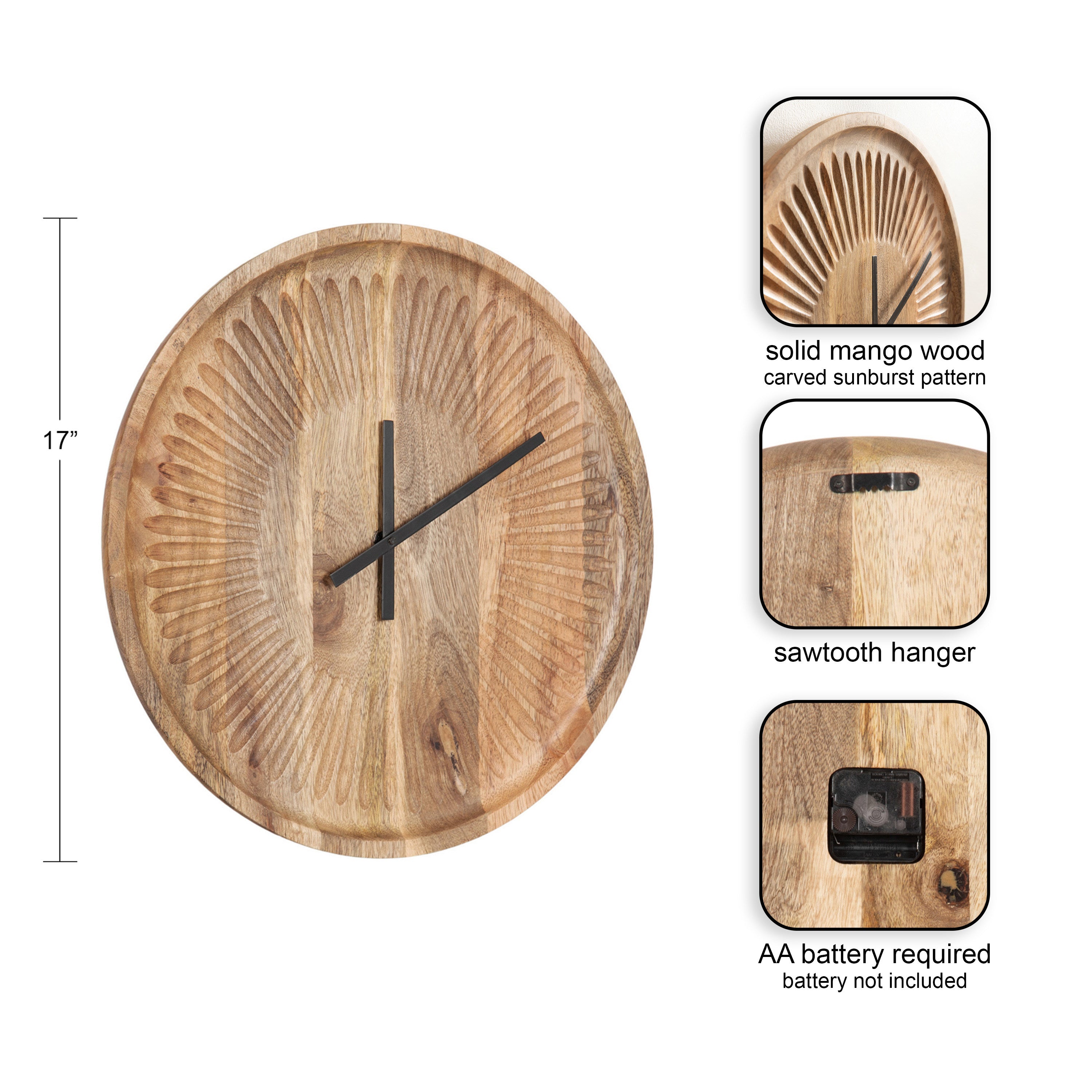 Wall Clock Natural 17x17 2