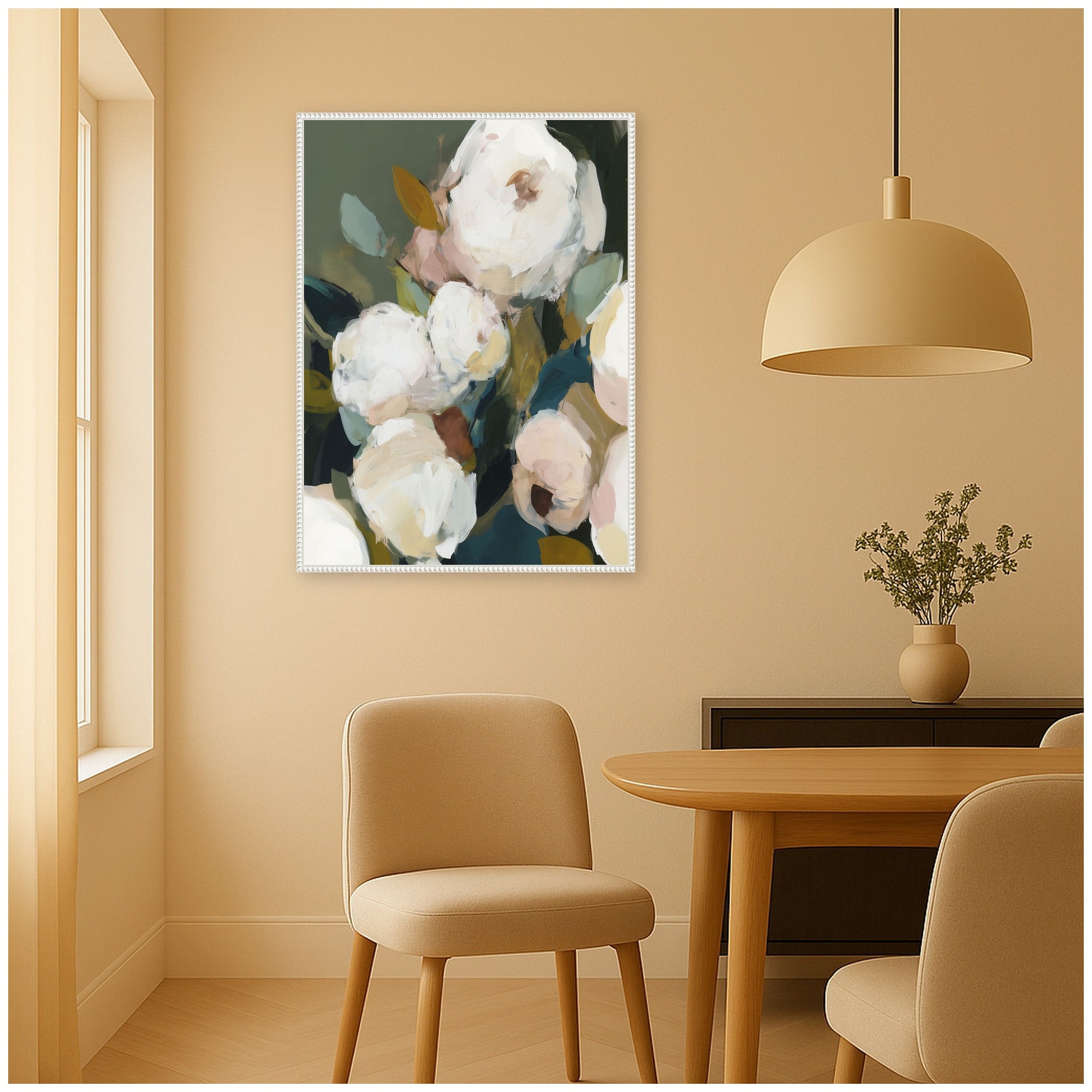 Framed Canvas 28x38 Sylvie Beaded White 6
