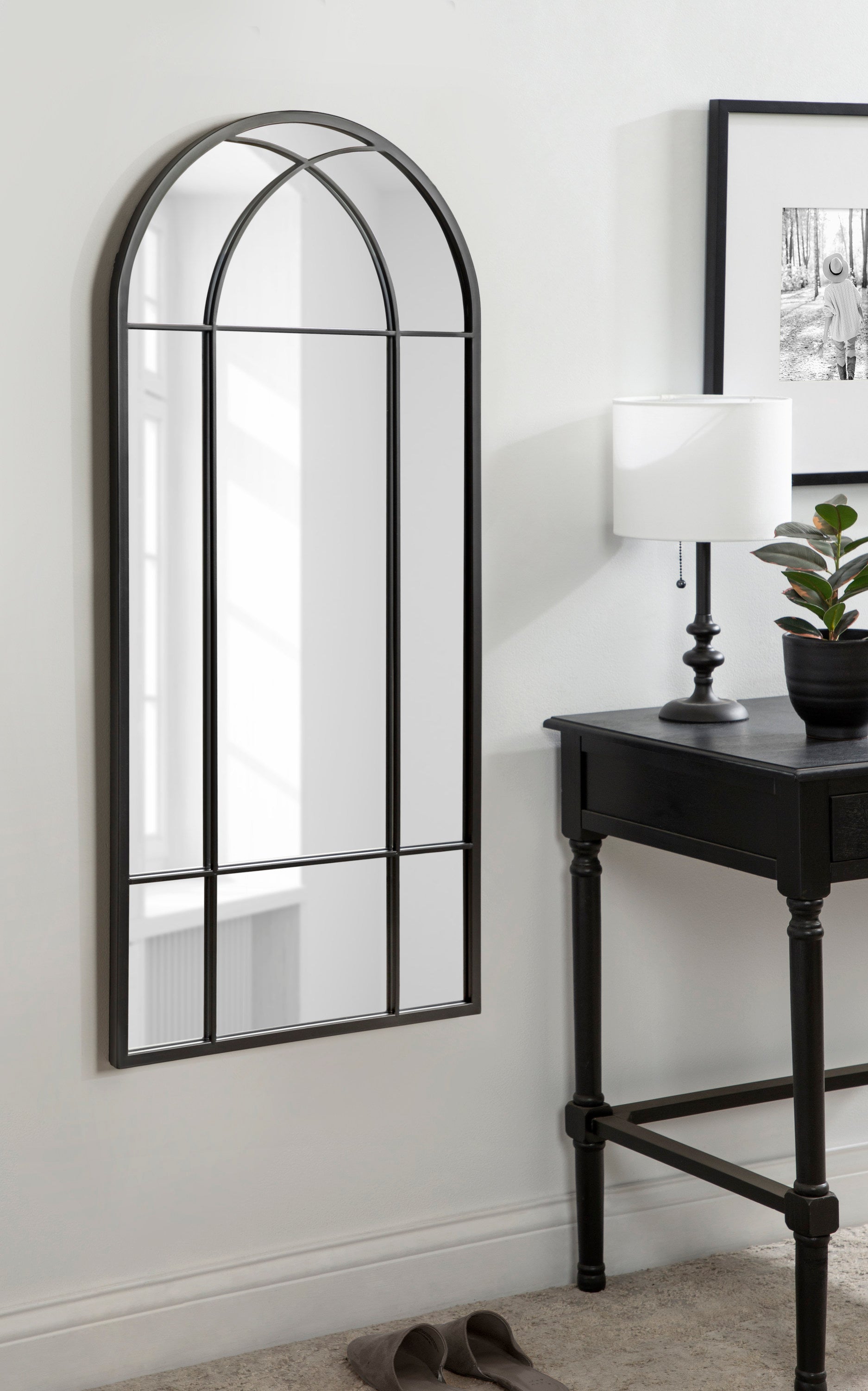 Windowpane Mirror Black 19x40 6