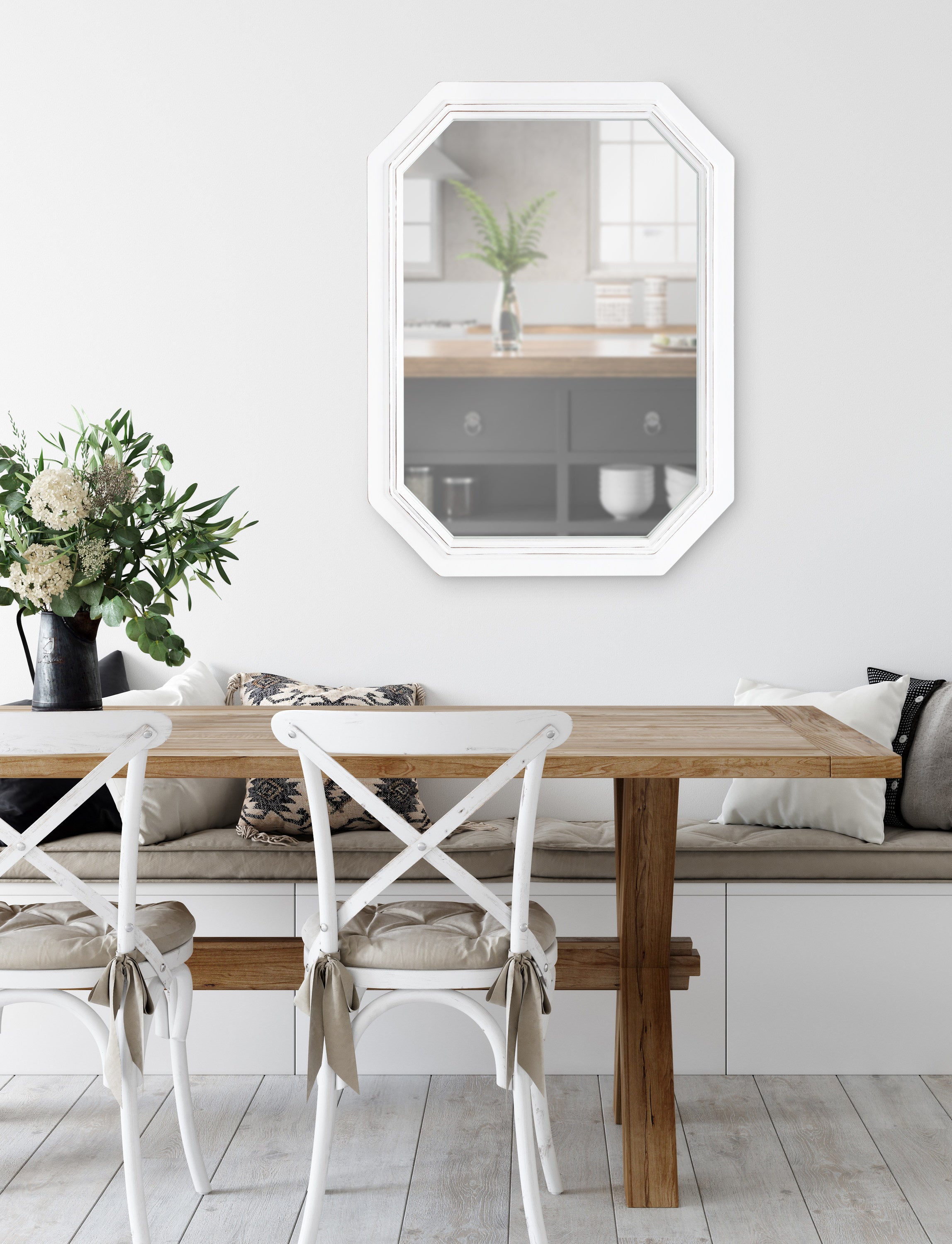 Octagon Mirror White 28x36 7