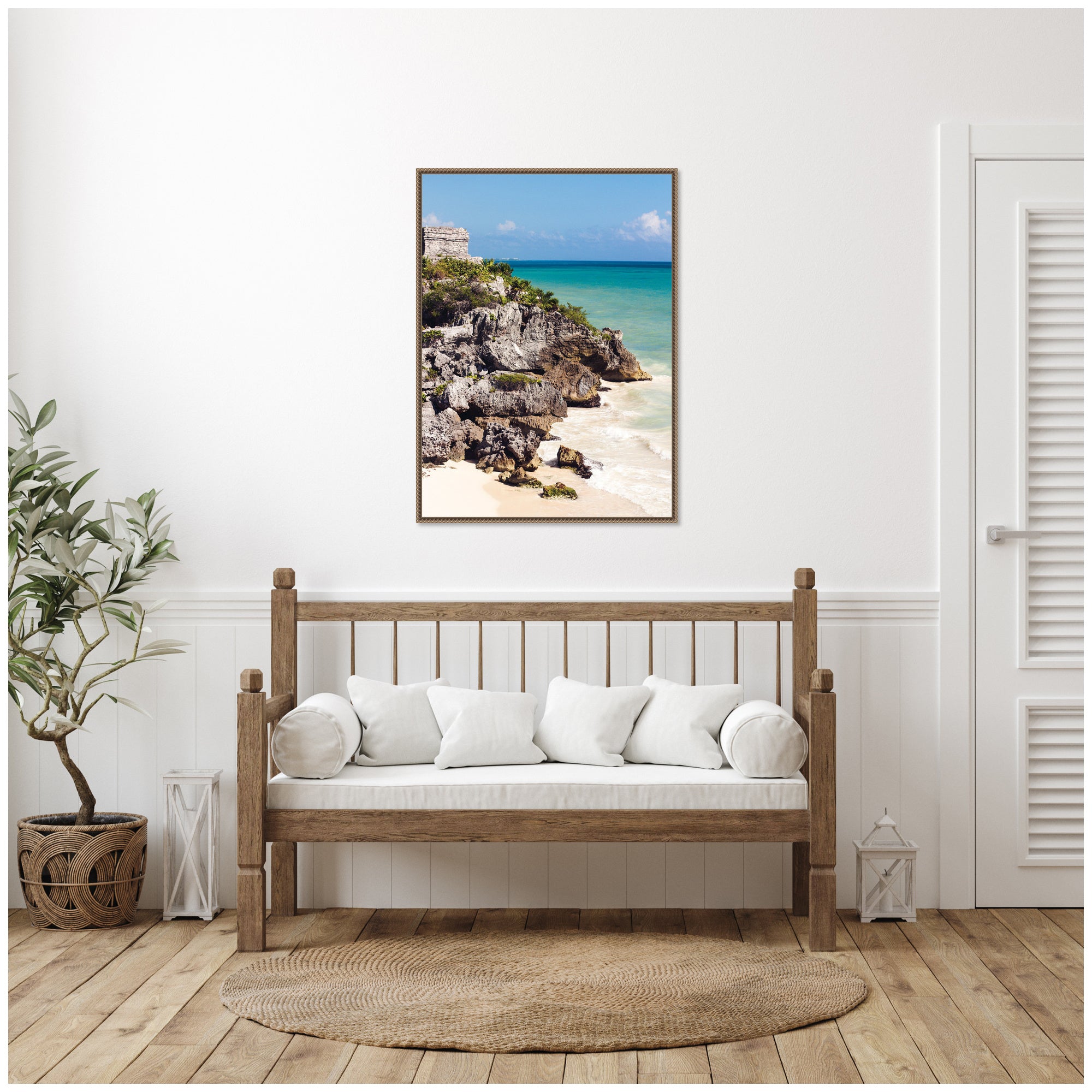 Sylvie Tulum Ruins Mexico Seascape Framed Canvas by Stephanie Klatt