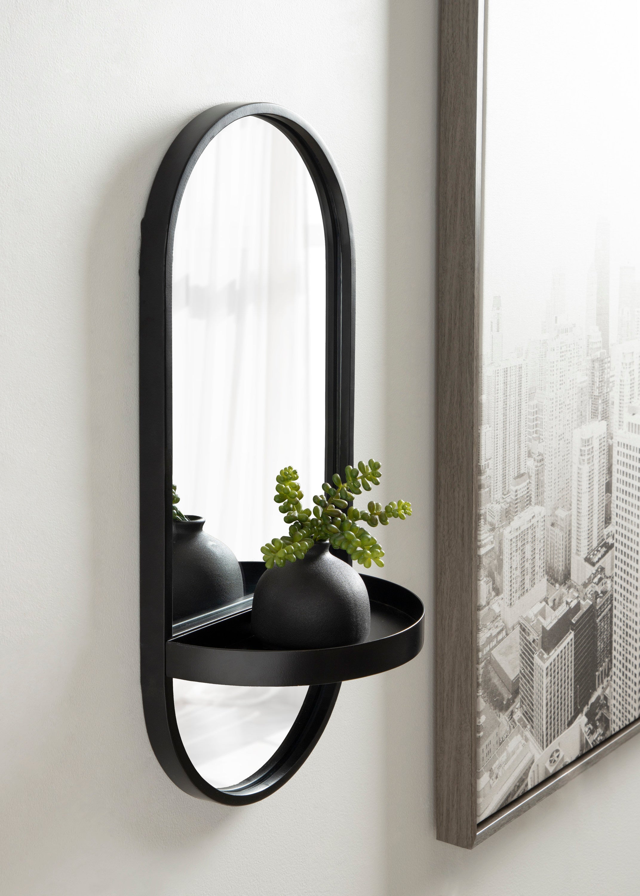 Estero Metal Wall Mirror with Shelf