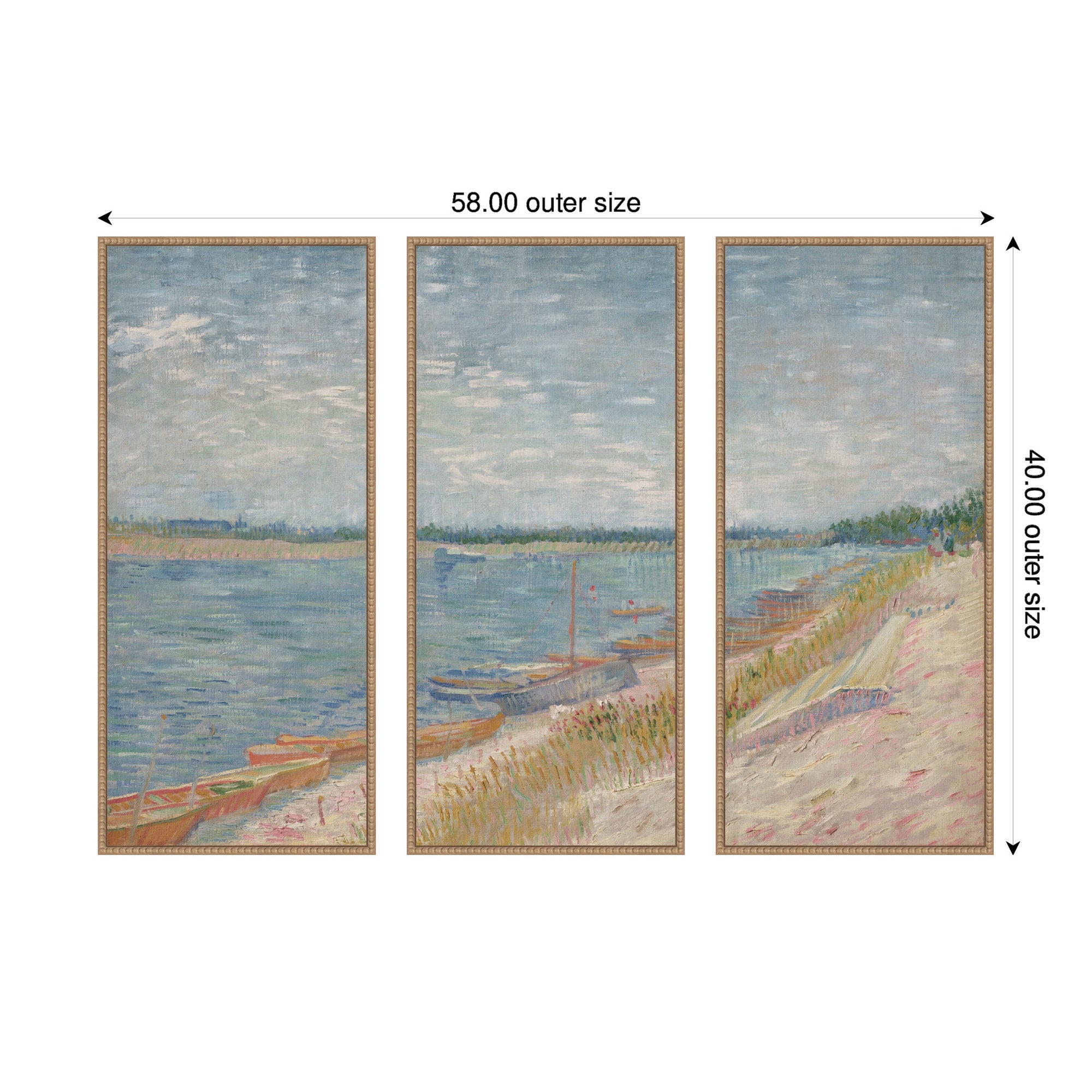 Art Set Sylvie Beaded Rustic Natural 3 Piece Set 18x40 2
