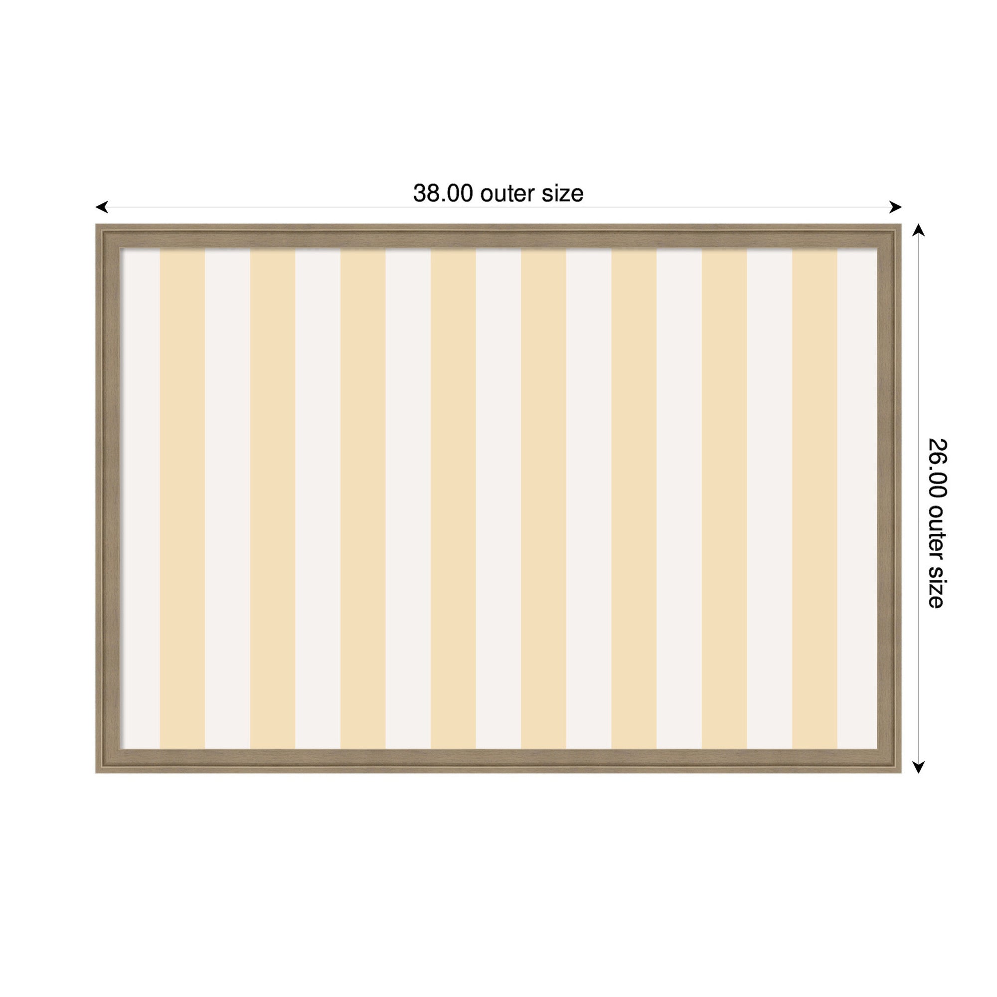 Framed Fabric Pinboard Wide Stripes Yellow Wall Organization