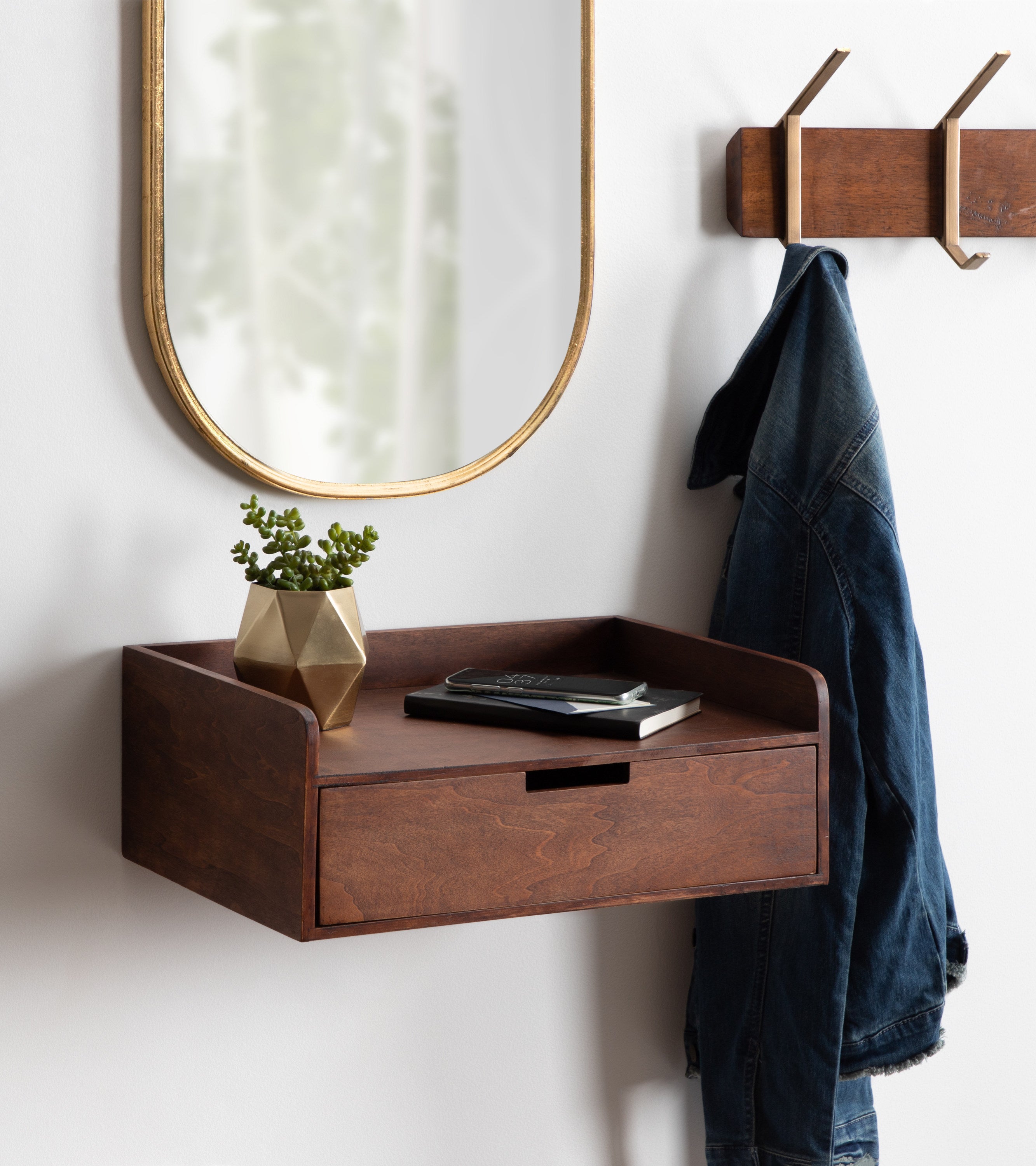 Floating Side Table Dark Brown 18x12x7 8