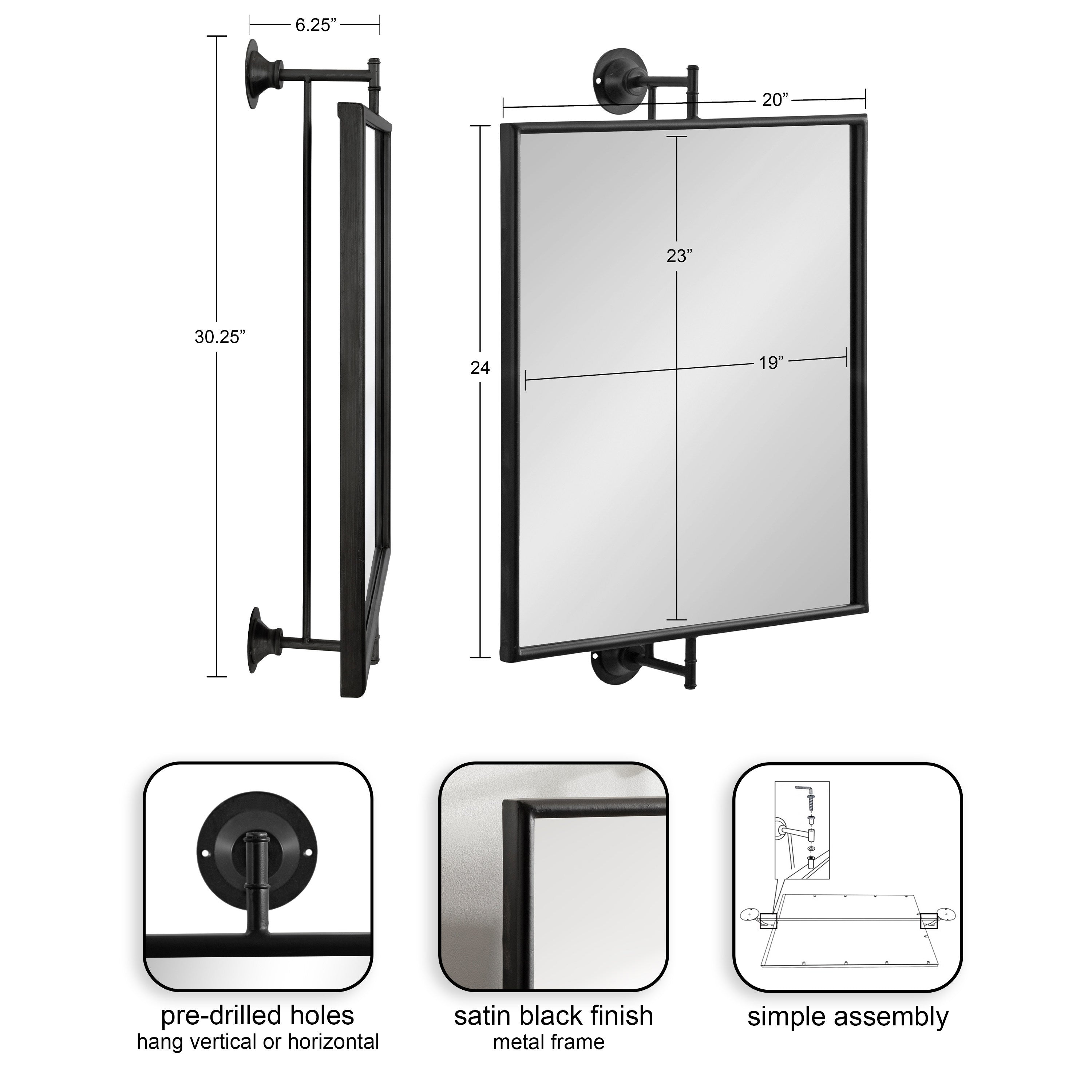 Functional Mirror 20x31 Black 2
