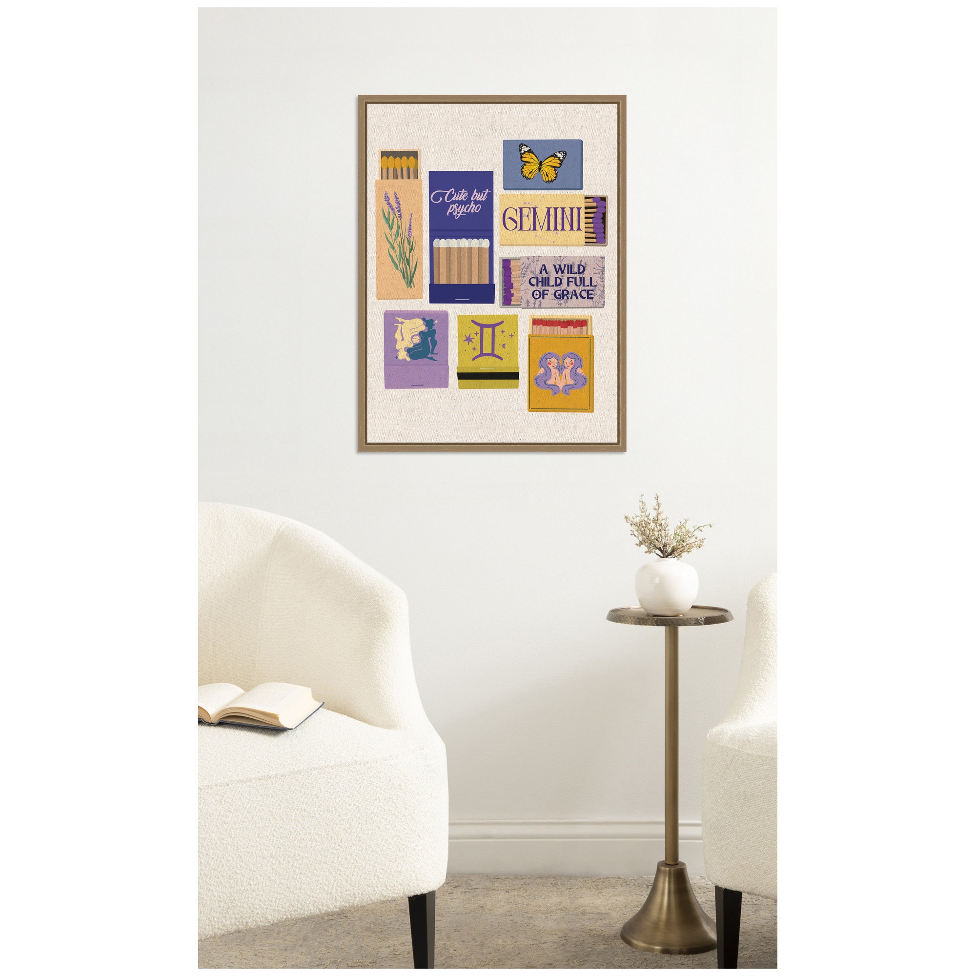 Gemini Matchbooks Linen FC by Megan Ryan Framed Canvas Wall Art Print