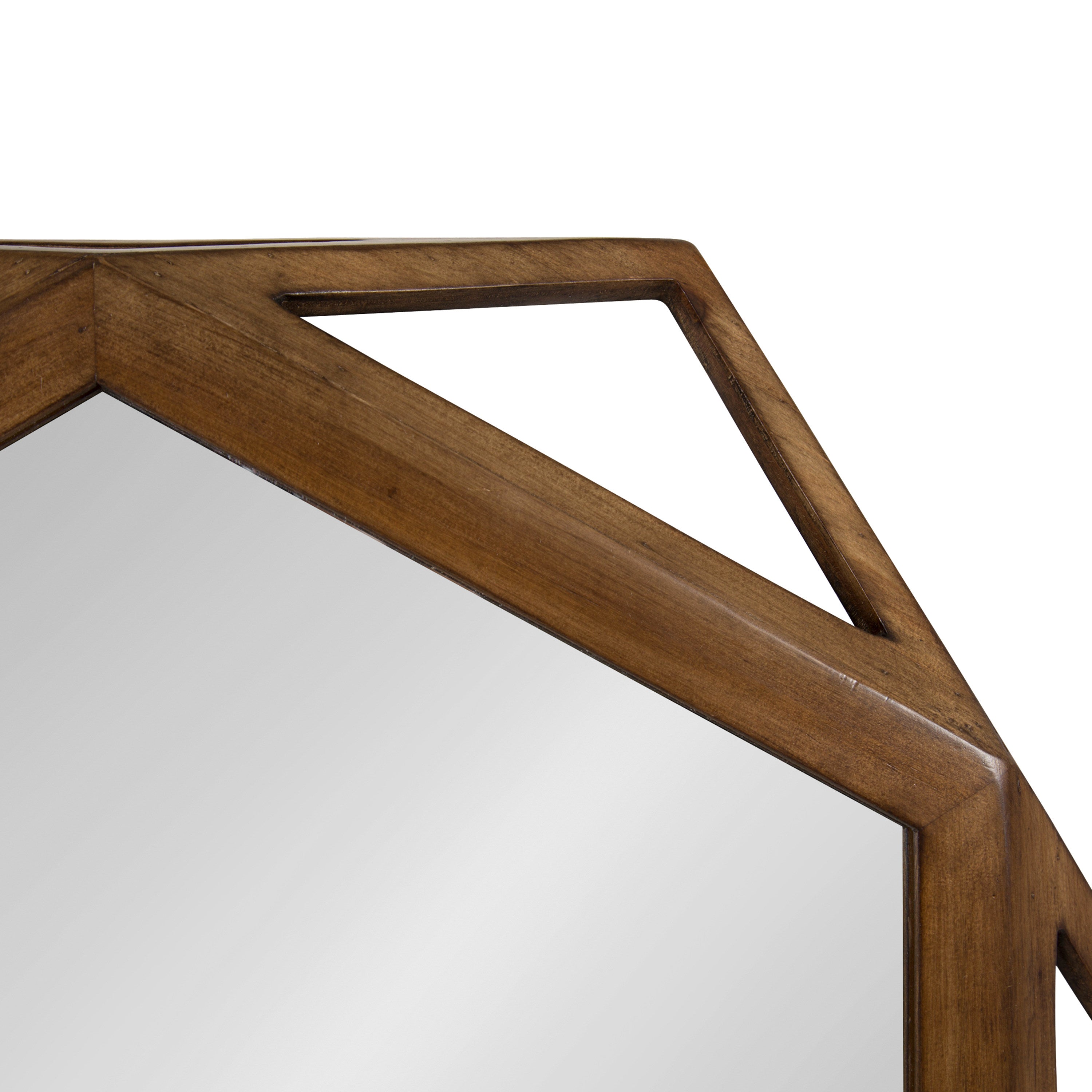 Hexagon Mirror Brown 27" Diameter 3