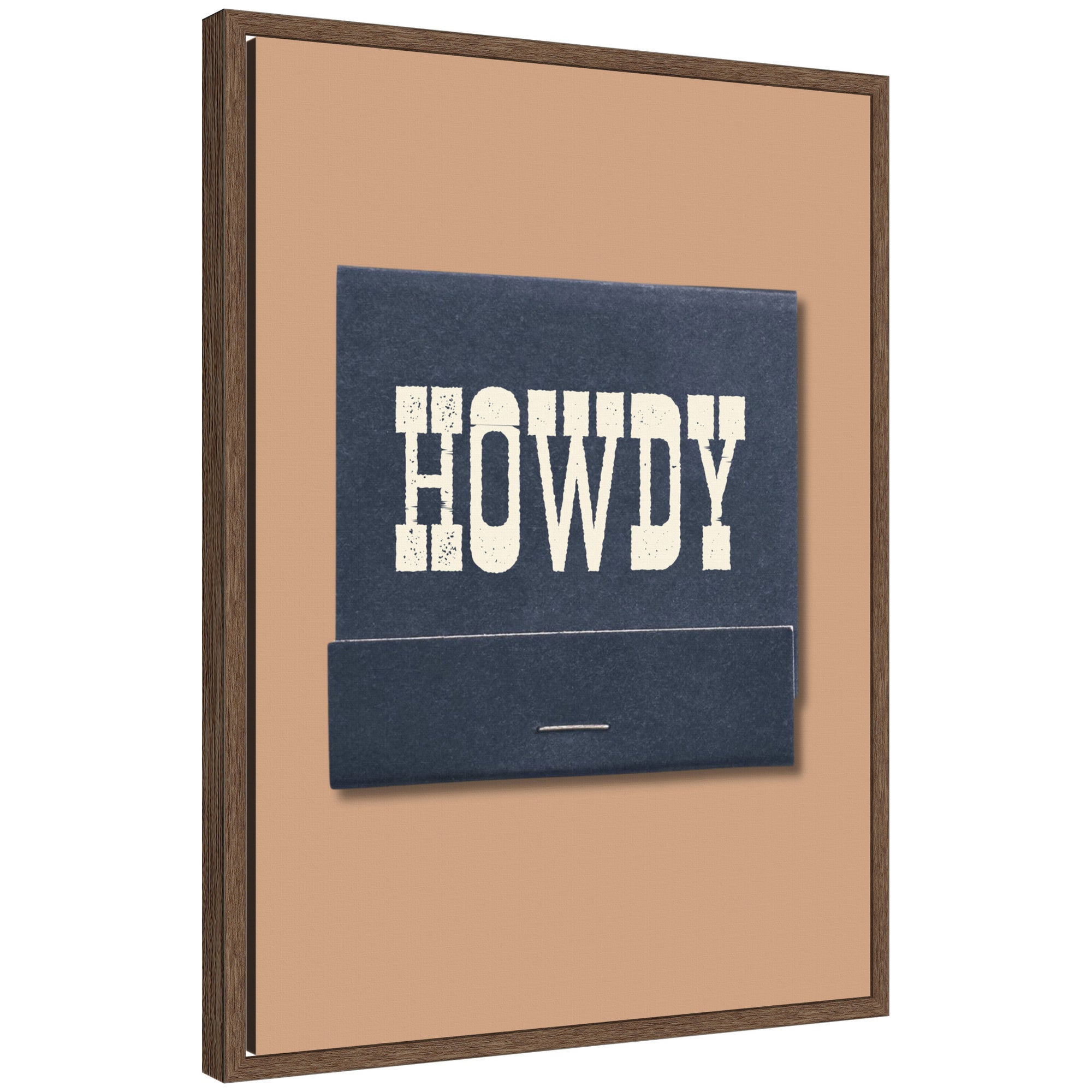 Howdy Matchbook Blue by Megan Ryan Framed Canvas Wall Art Print