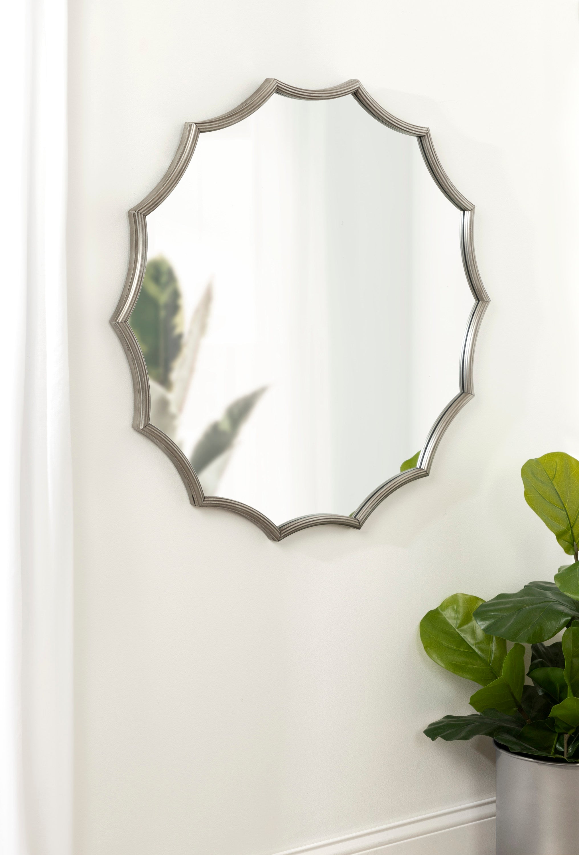 Lalina Scalloped Round Framed Accent Mirror
