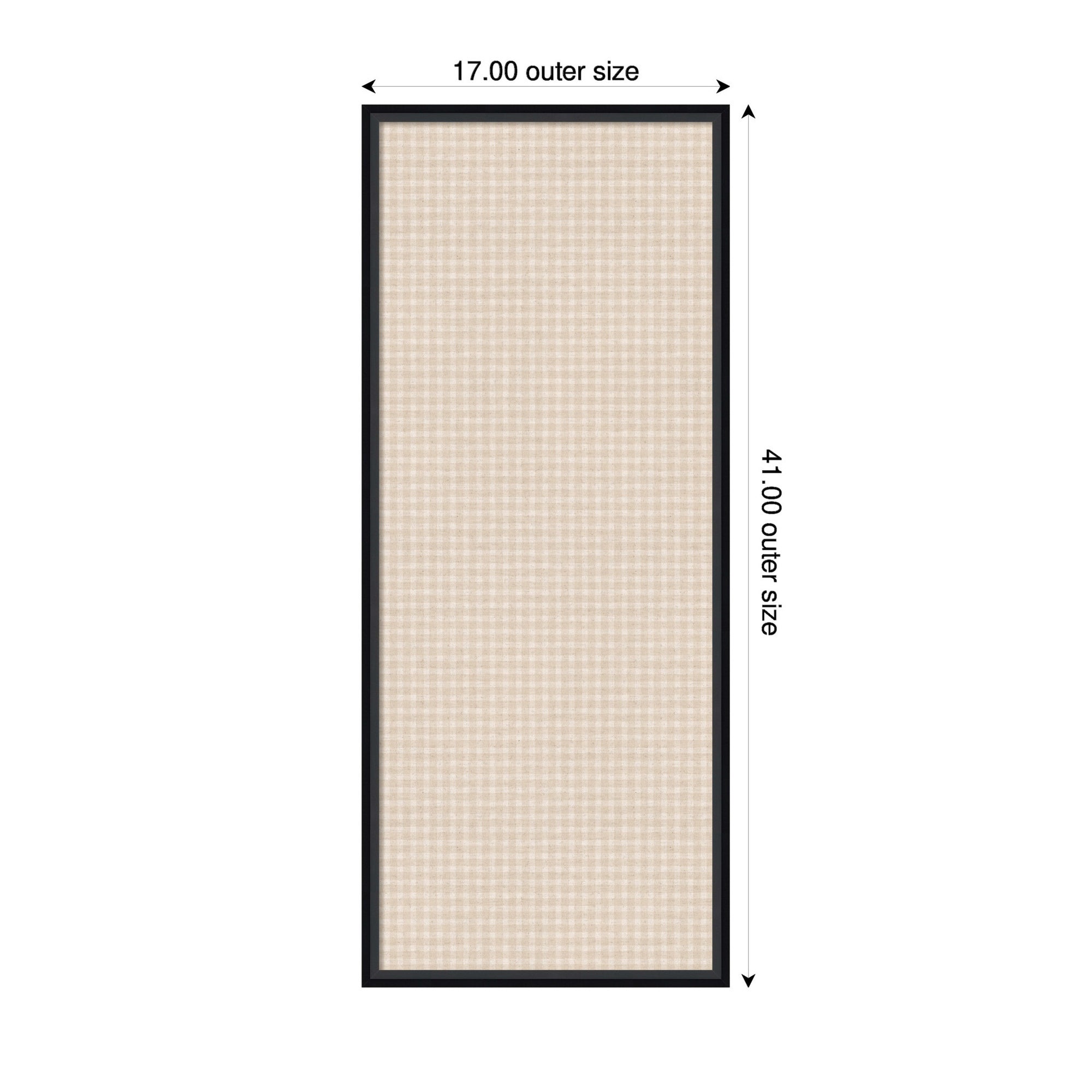 Framed Fabric Pinboard Mini Gingham Neutral Linen Wall Organization
