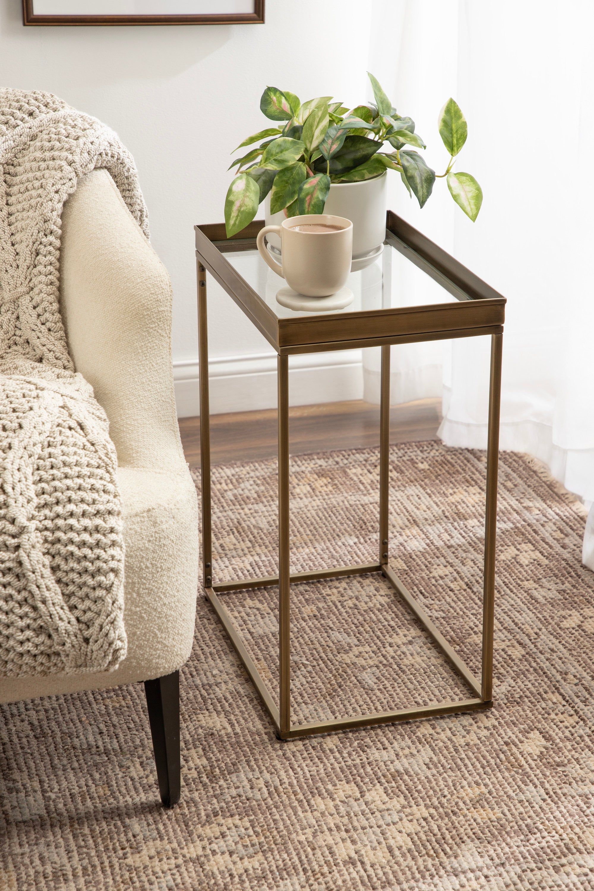 Side Table Gold 18x12x24 7