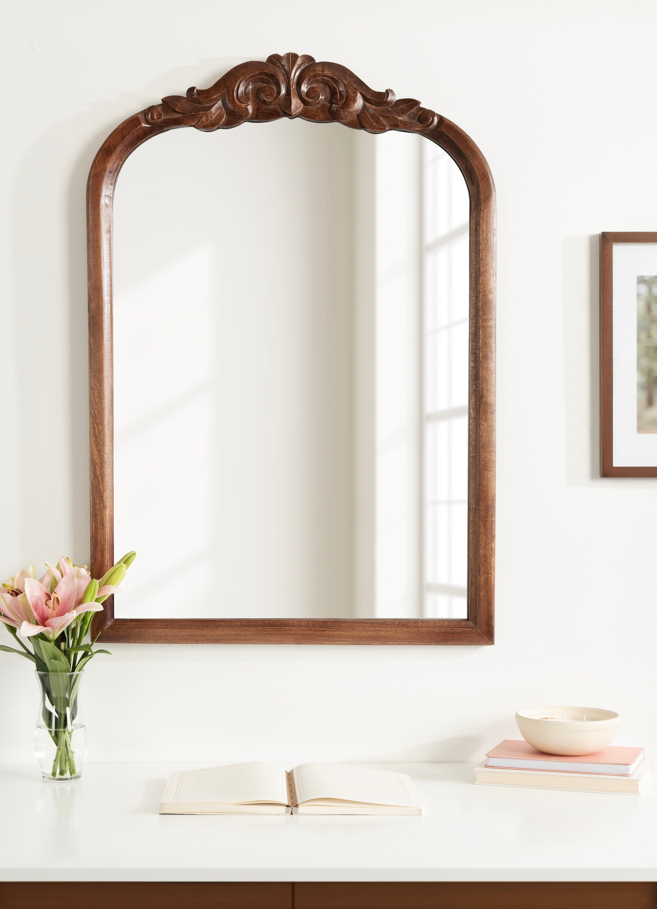 Arch Mirror Walnut Brown 24x36 6