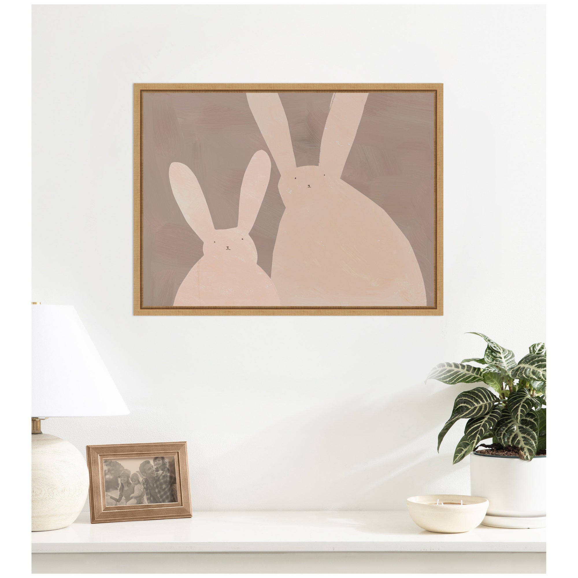 Bunny Mama and Baby by Alicia Abla Framed Canvas Wall Art Print
