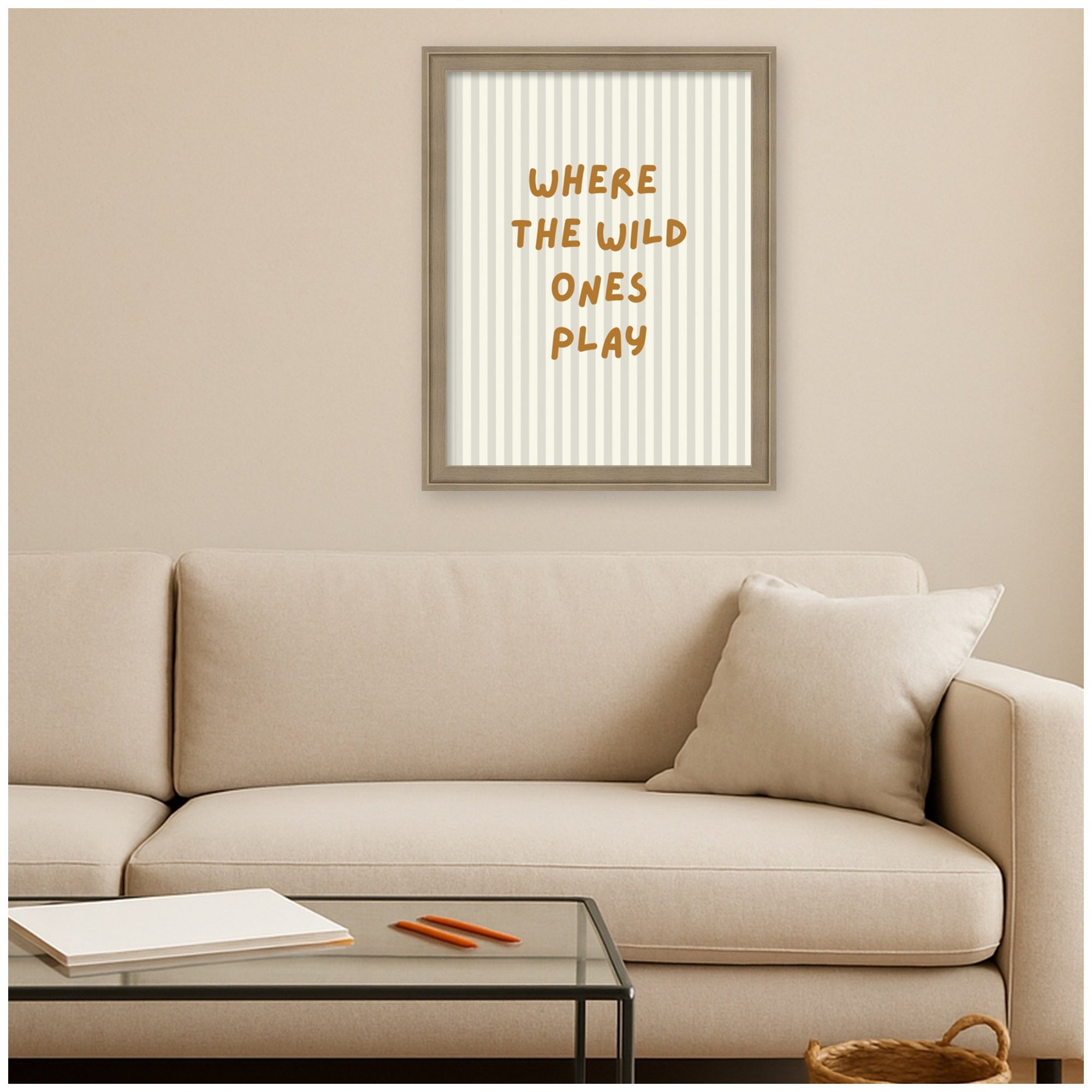 Where the Wild Ones Play Striped by Laura Moss Framed Mounted Canvas Wall Art Print