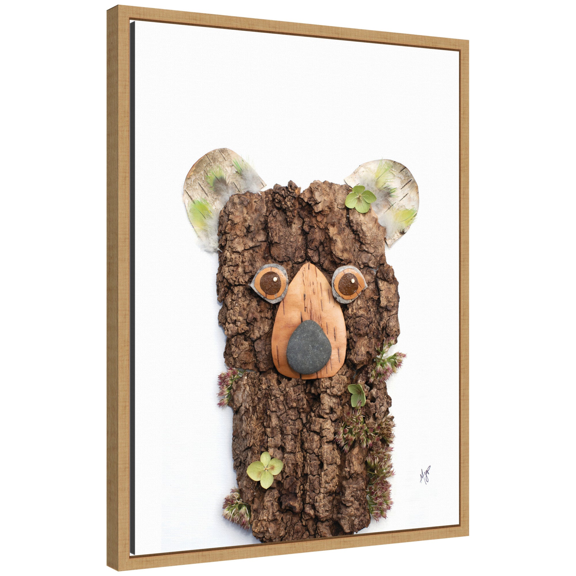 Bear with Green by Madeline Jeppesen Framed Canvas Wall Art Print