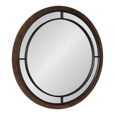 Round Mirror Walnut Brown 28" Diameter 1