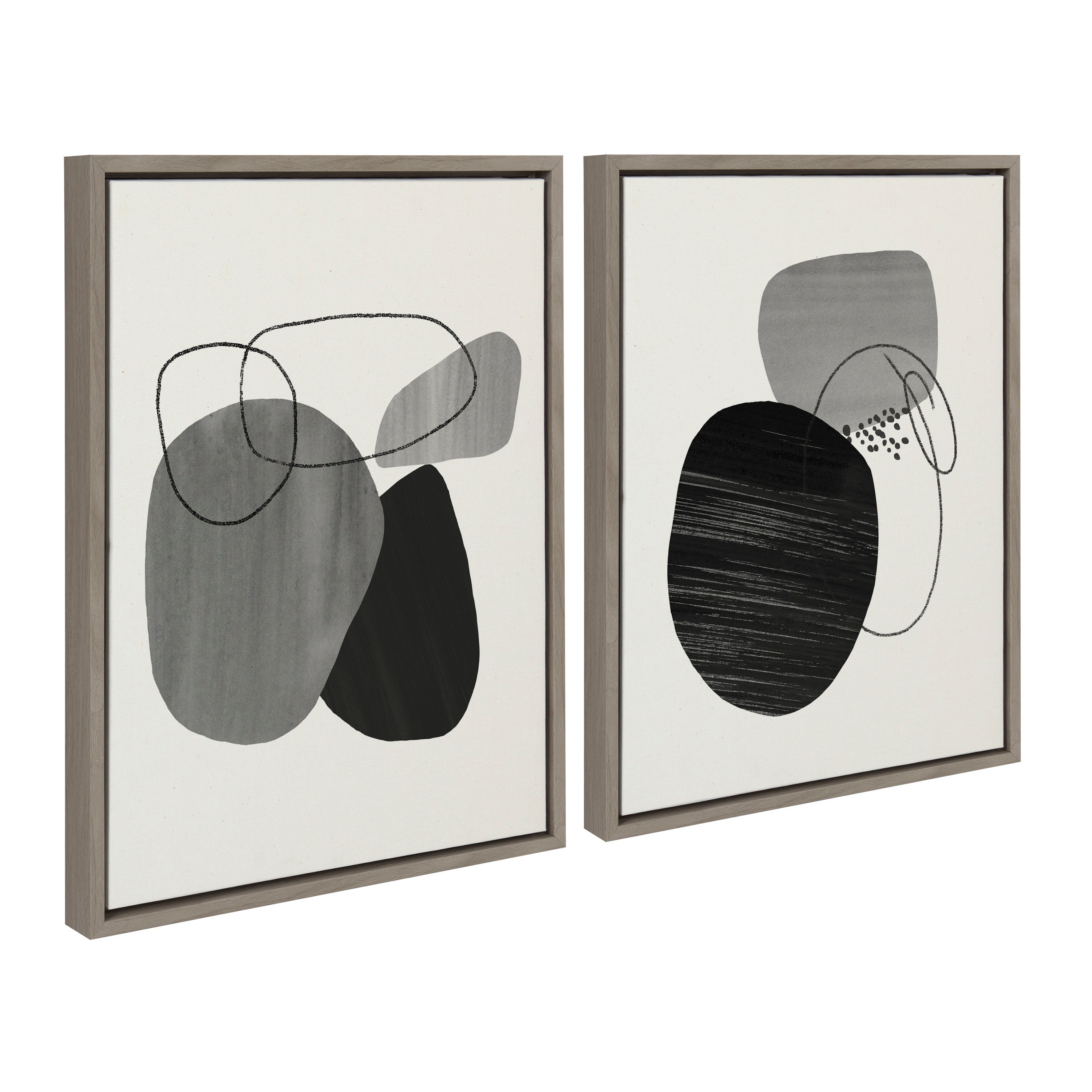 Sylvie 863 Abstract Rocks and 864 On The Rocks Framed Canvas Set by Teju Reval of SnazzyHues