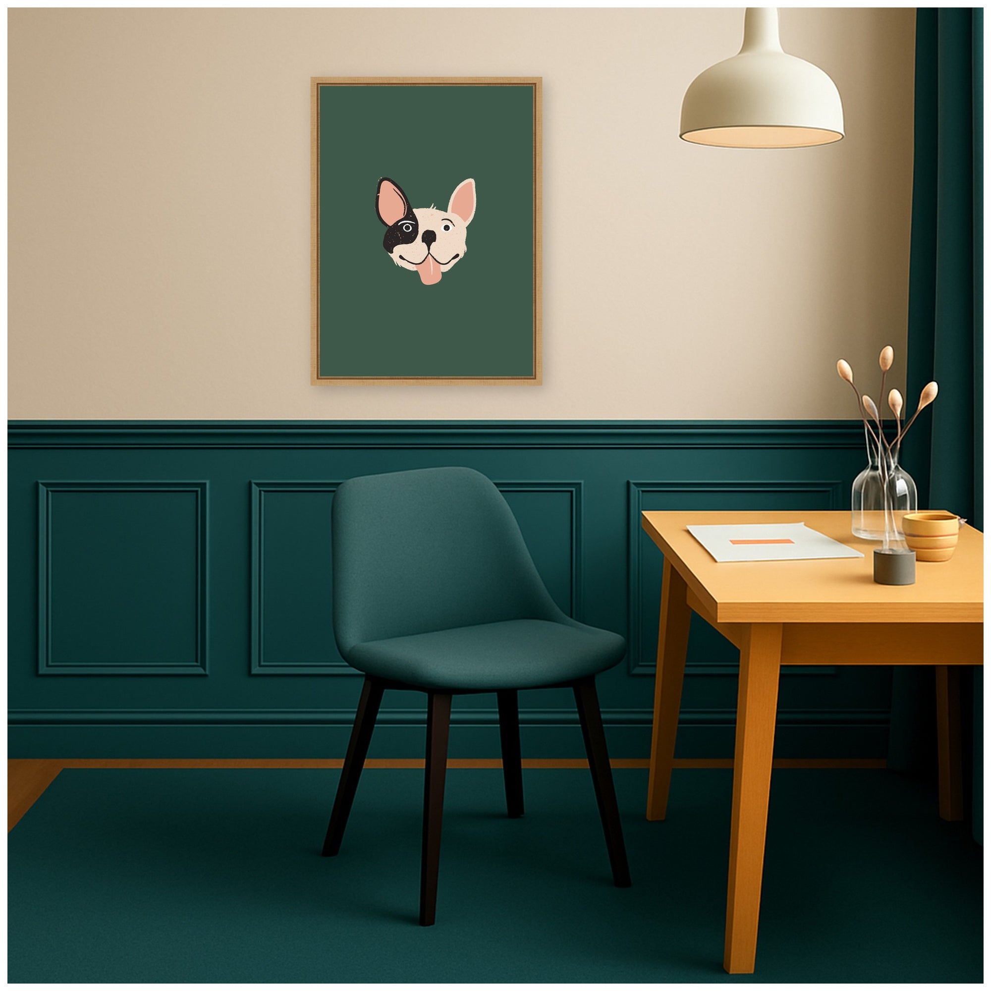 French Bulldog Whimsical Dog Lover by Laura Moss Framed Canvas Wall Art Print