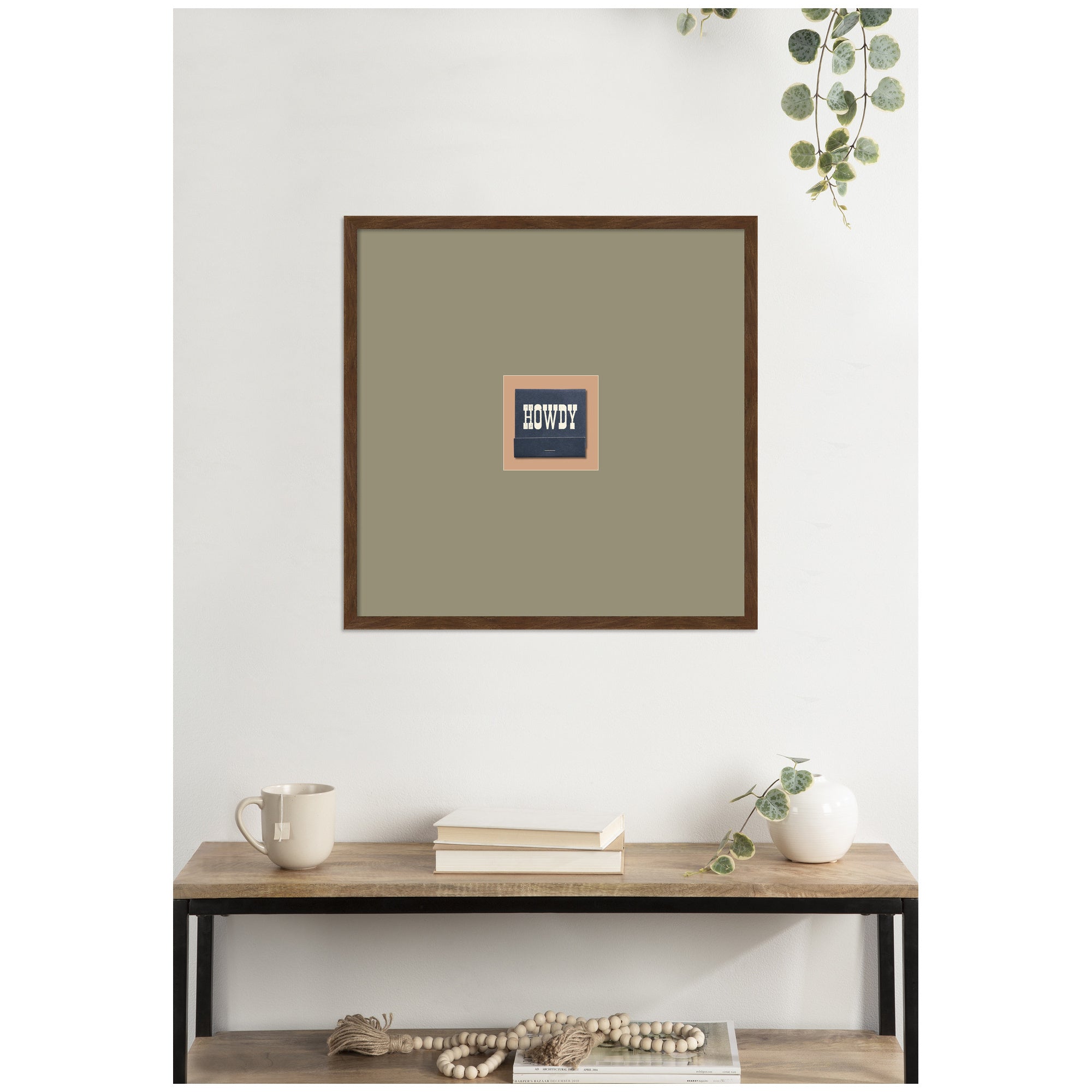 Howdy Matchbook Blue Square by Megan Ryan Framed Wall Art Print