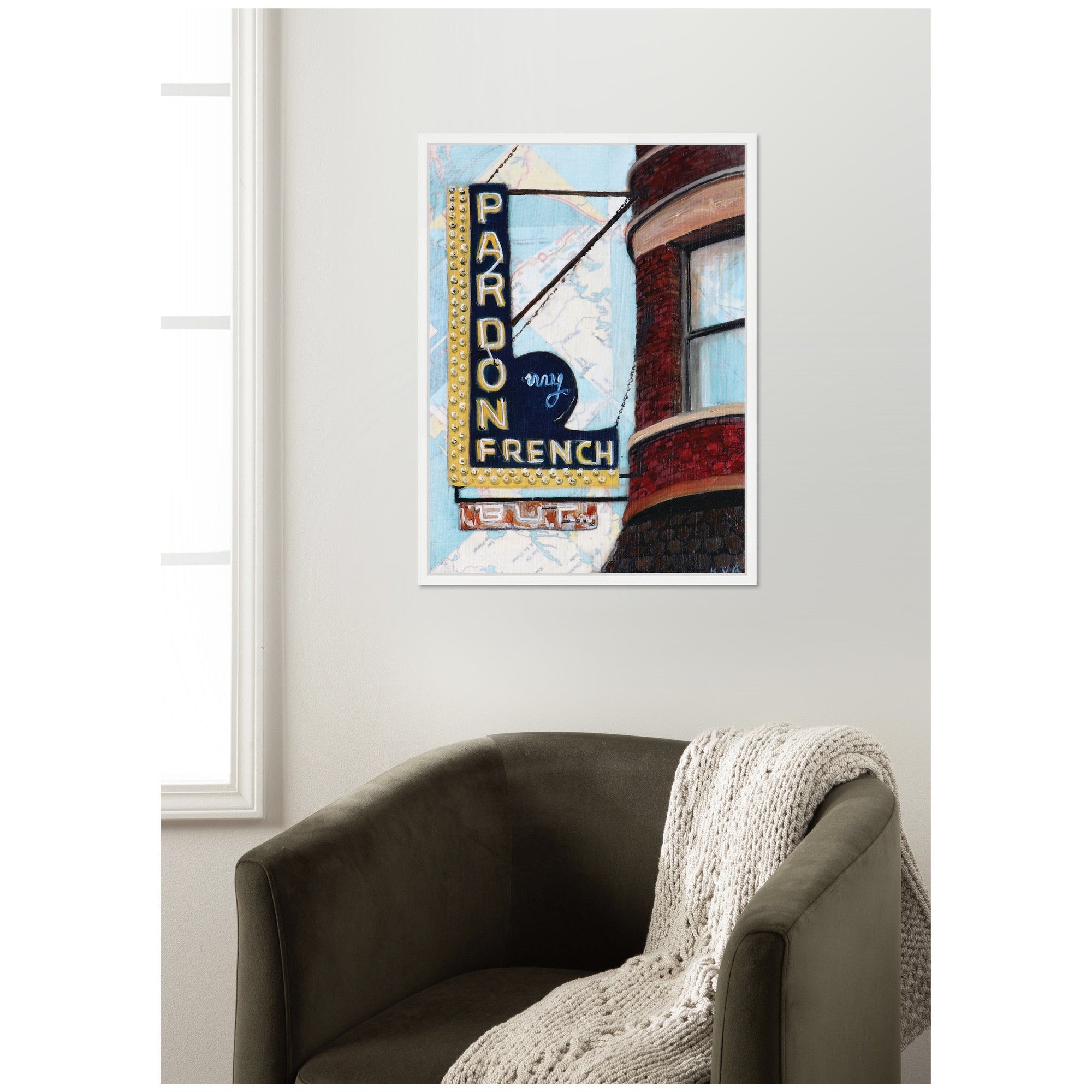 Pardon My French by Krista V. Allenstein Framed Canvas Wall Art Print