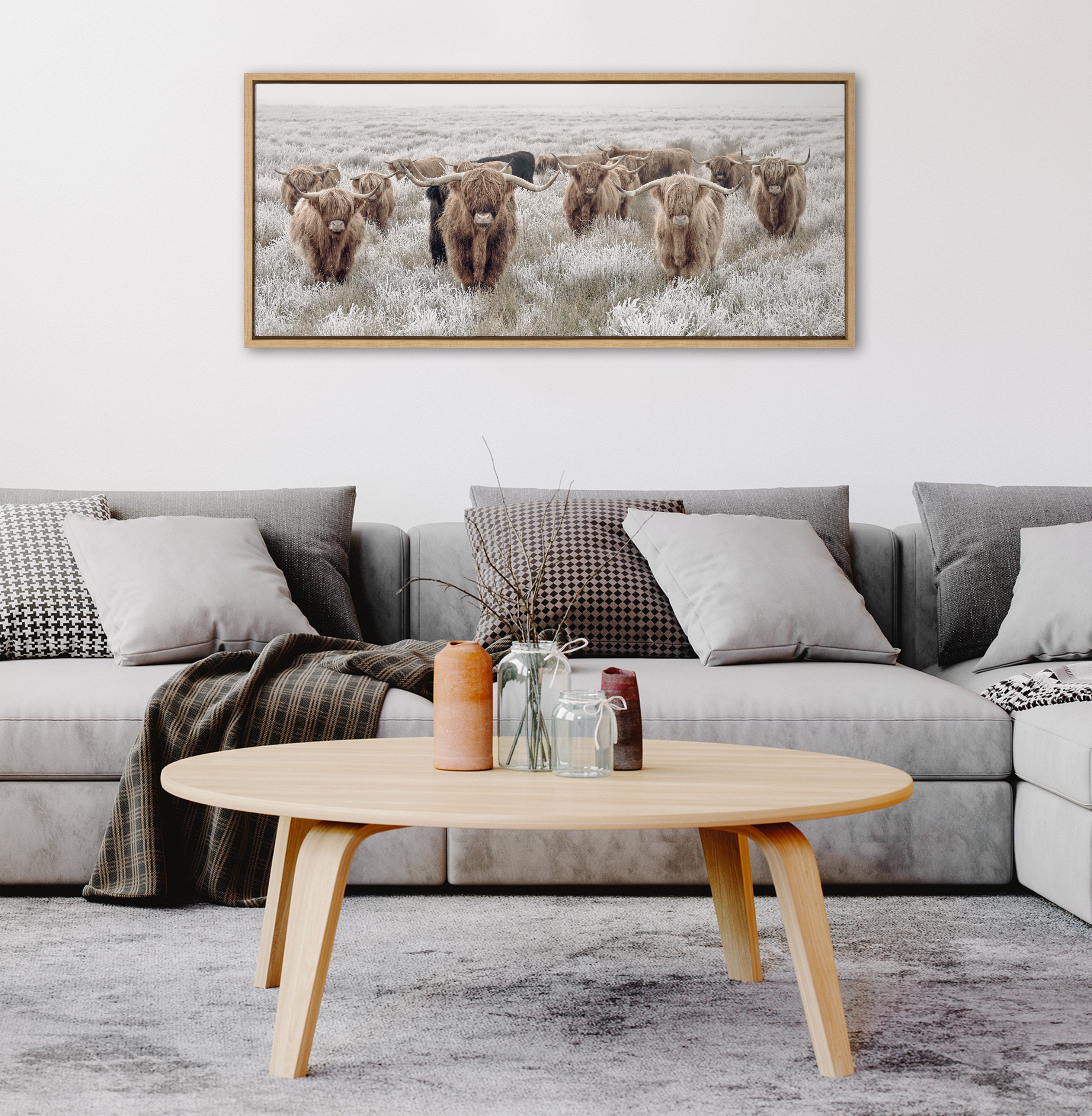 Framed Canvas Sylvie Natural 18x40 5