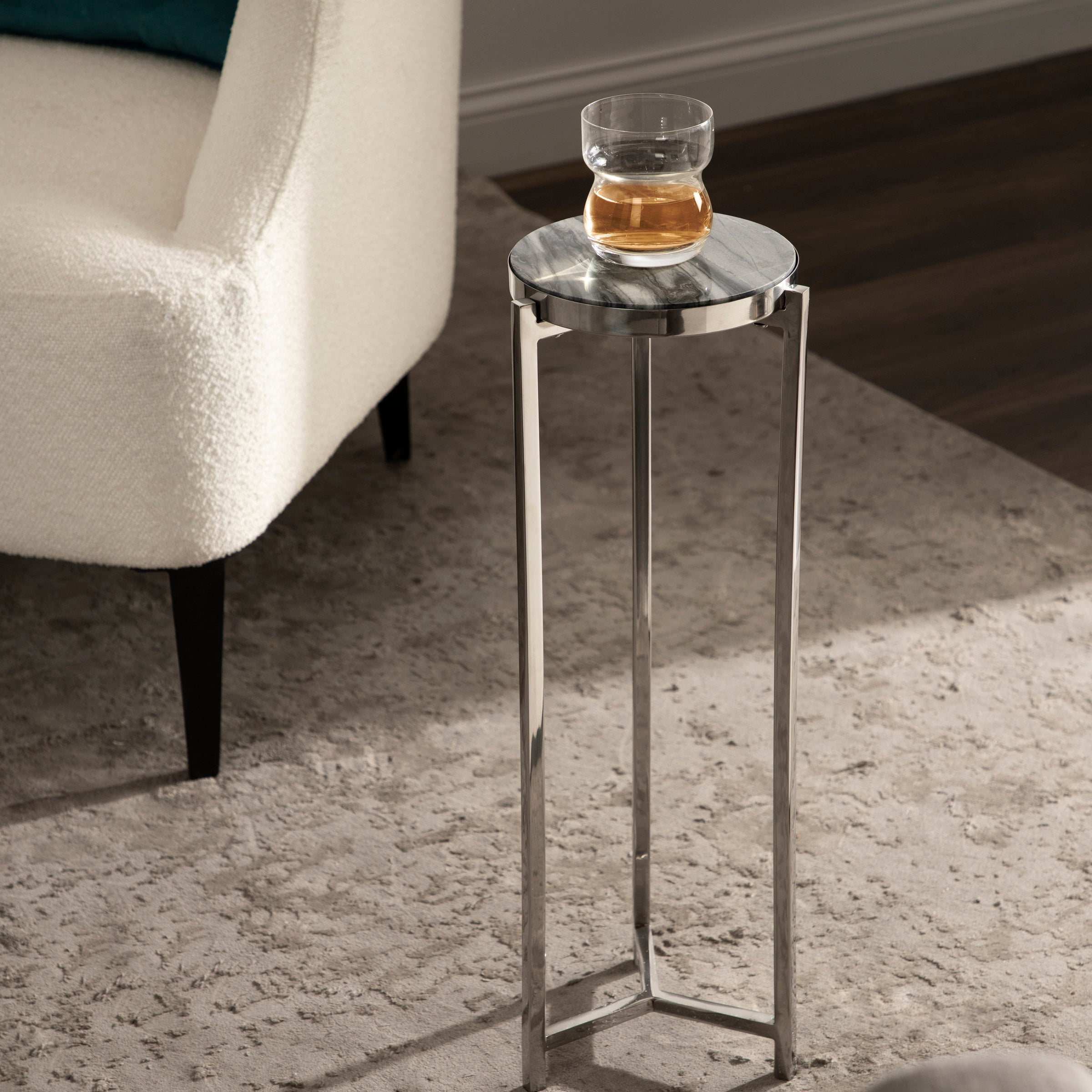 Drink Table Gray Silver 9x9x23 6