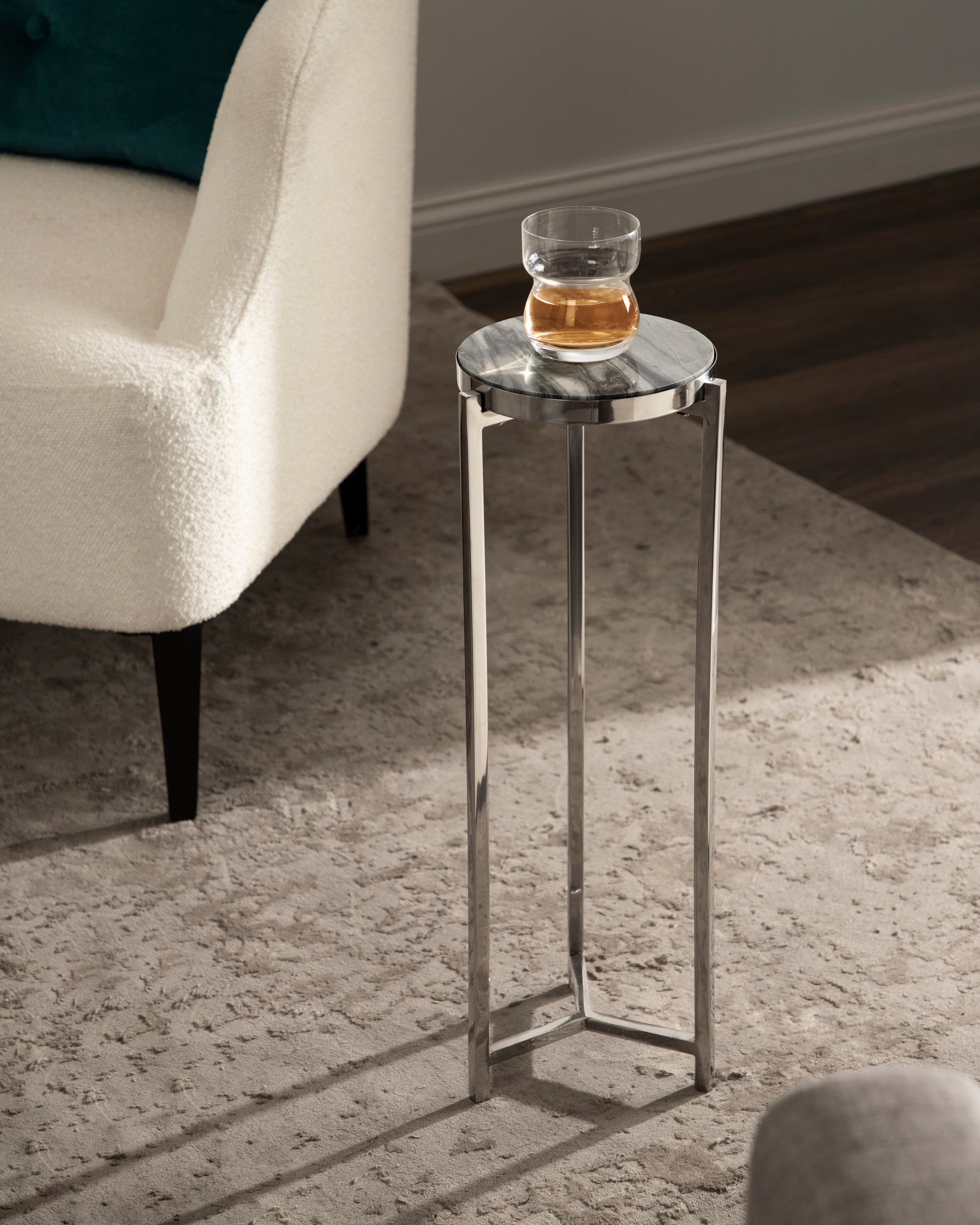 Drink Table Gray Silver 9x9x23 6