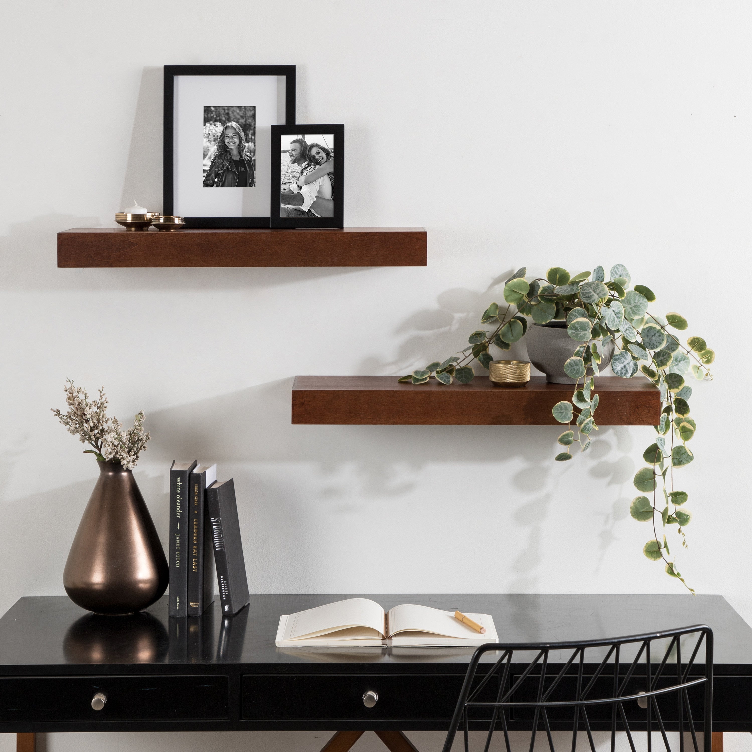 Floating Shelf 2 Piece 24 Inch Walnut Brown 7