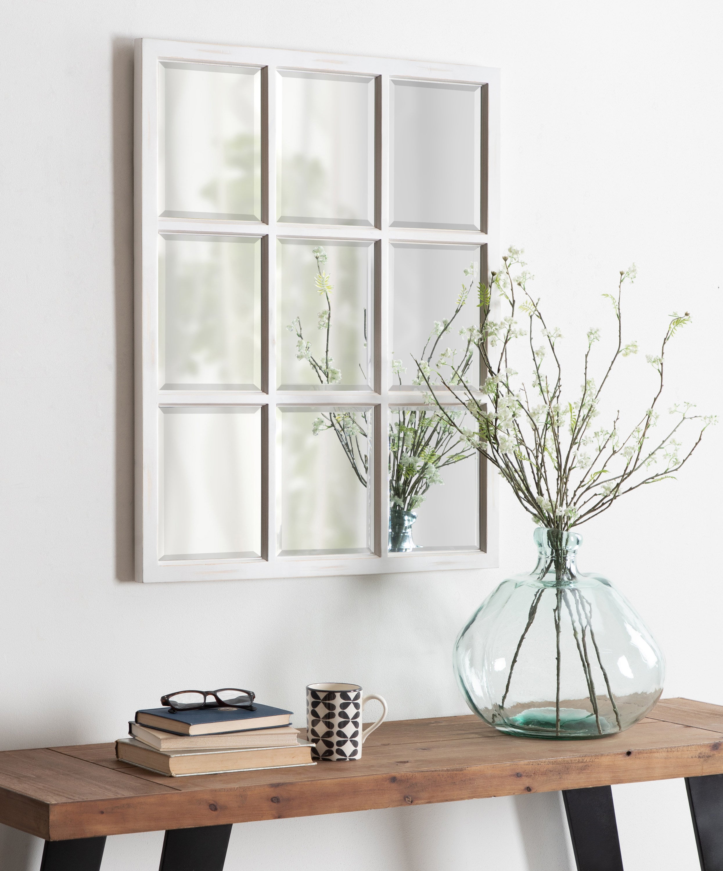 Windowpane Mirror White 26x32 5