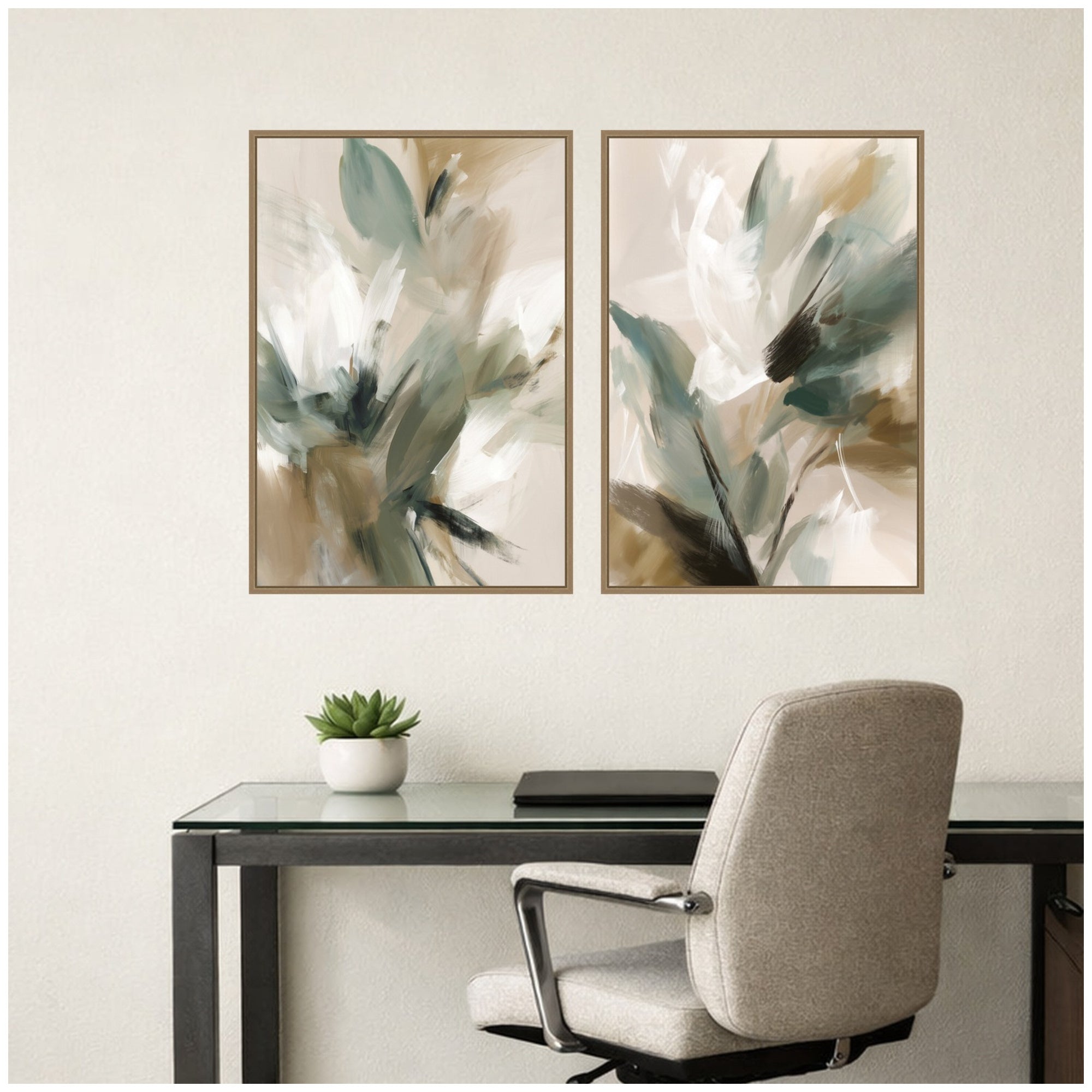 Framed Canvas Sylvie Dark Gold 2 Piece Set 23x33 6